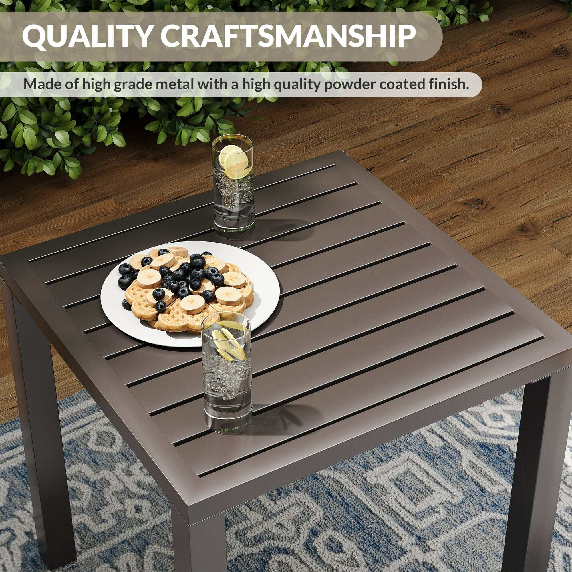 UDPATIO Rocking Chair Bistro Set, 3 Piece Outdoor Patio Furniture Set with 2 Rockers and 1 Metal Coffee Table with Thick Cushions for Porch, Backyard, Poolside, Grey