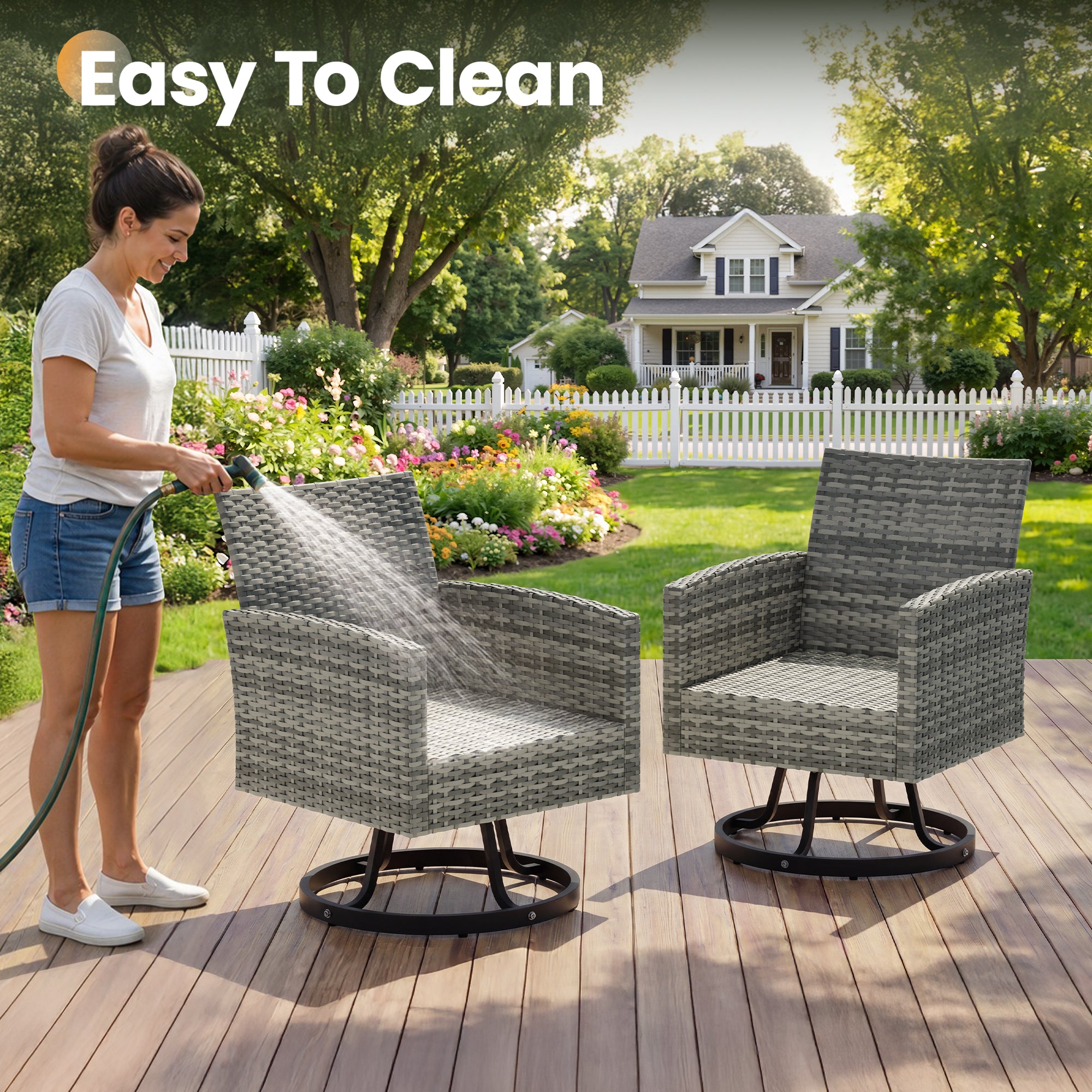 UDPATIO Patio Chairs Set of 4,Navy Blue Outdoor Swivel Chairs with Cushions