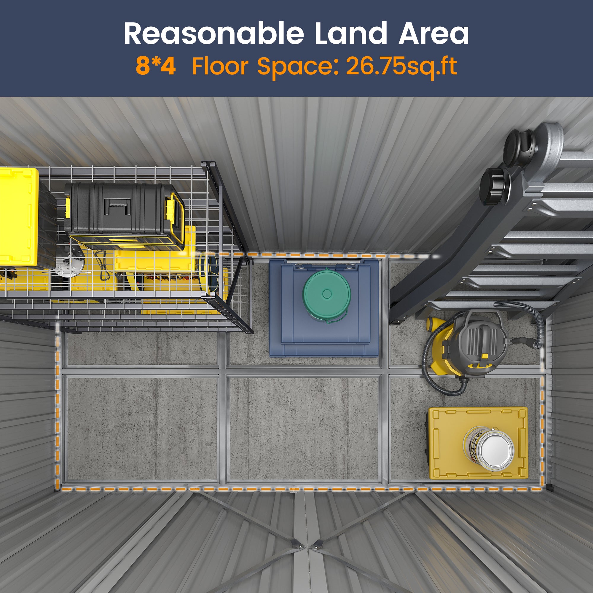 UDPATIO Sheds & Outdoor Storage , 8X4 FT Metal Steel Garage Storage with Sloping Roof & Lockable Door for Bicycle, Tool in Patio Lawn, Garden, Backyard, Grey