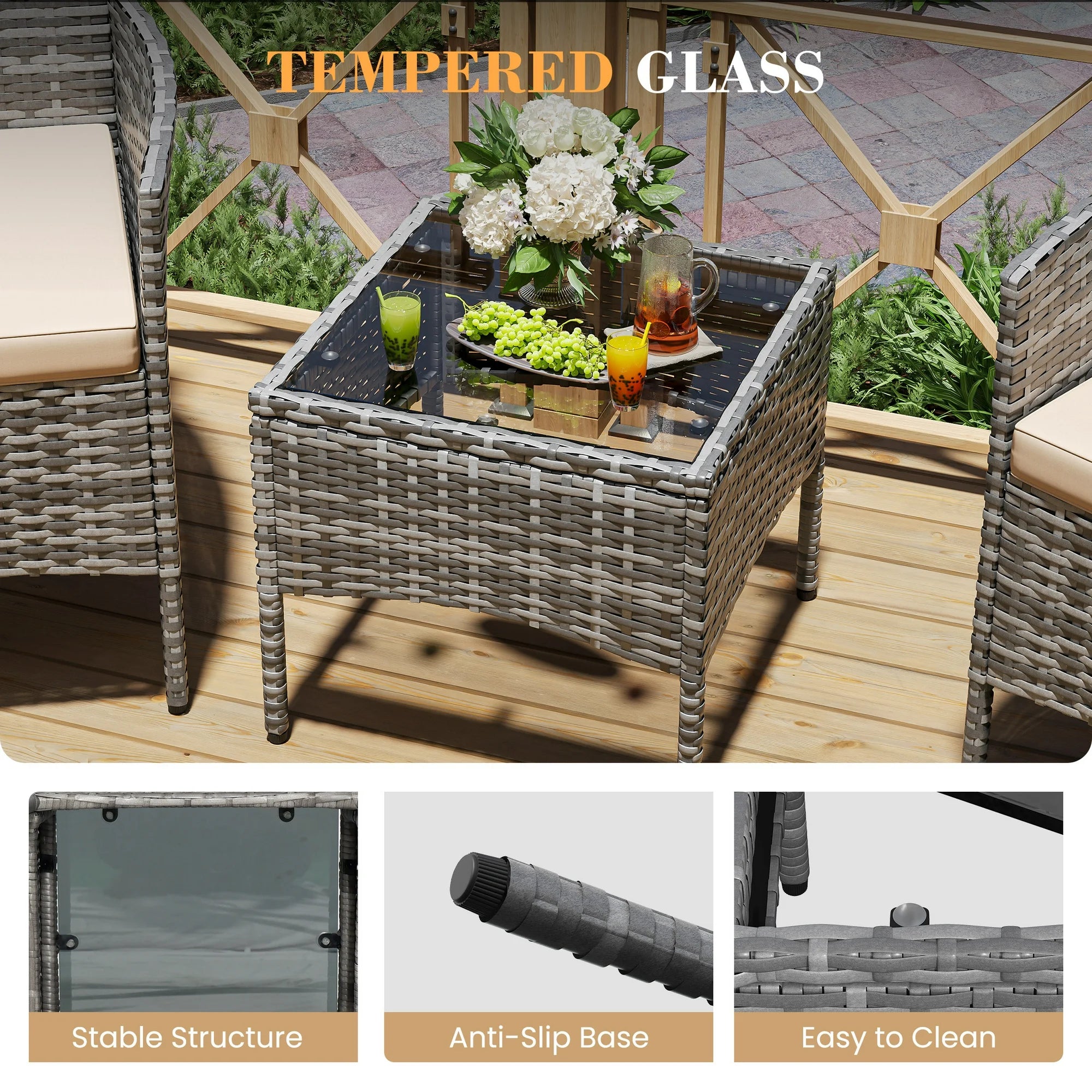 UDPATIO Furniture Set 3 Pieces Patio Rattan Wicker Chairs,Patio Porch Outdoor Furniture Set with Chairs(BE)