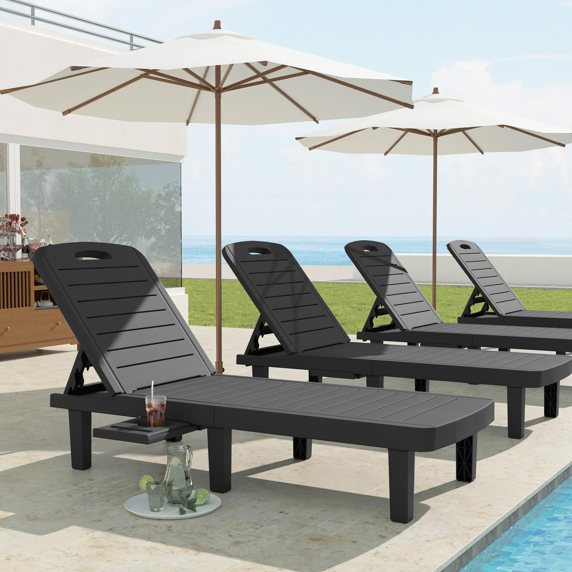 Oversized Outdoor Chairse Lounge Chair, 5-Level Adjustment Backrest