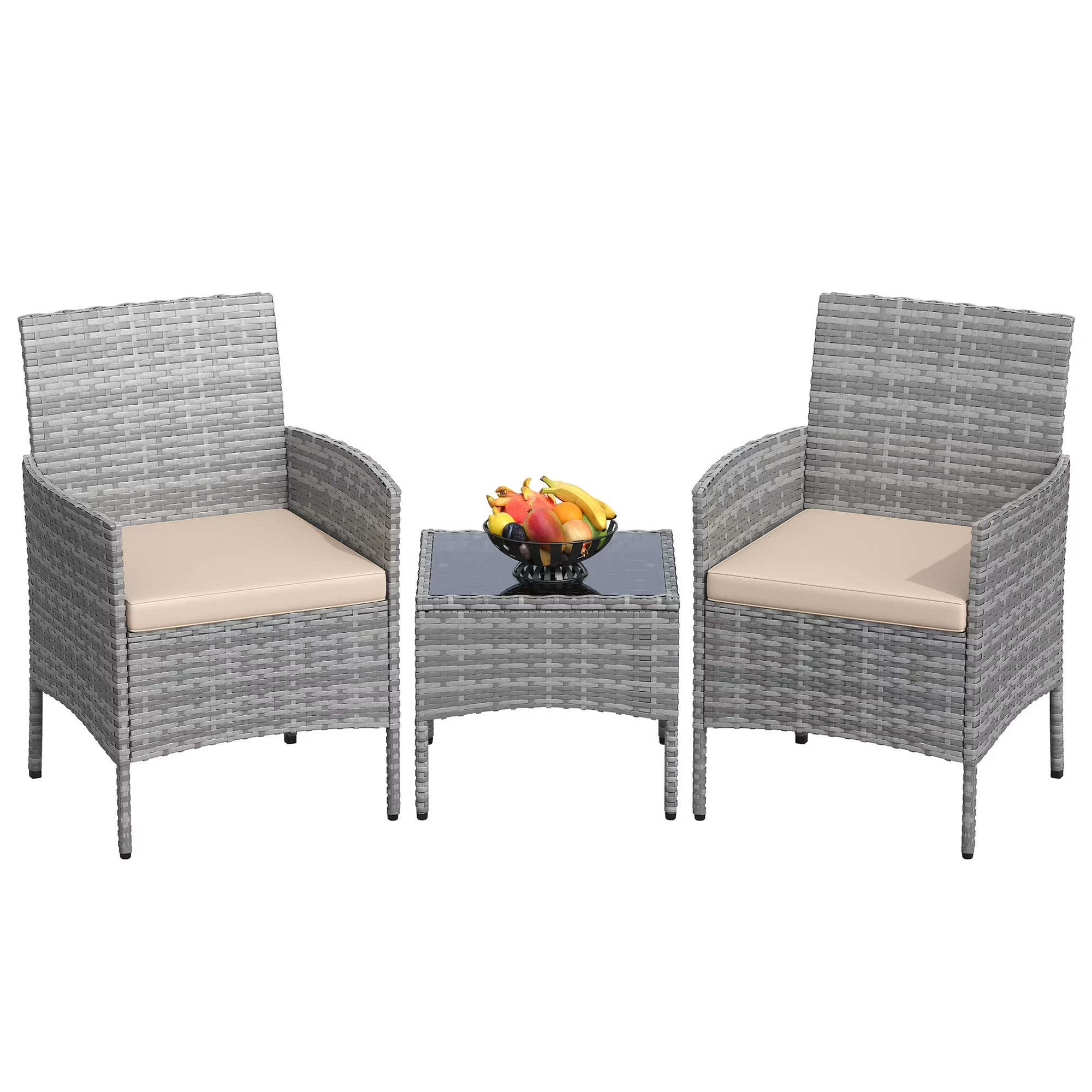 UDPATIO Furniture Set 3 Pieces Patio Rattan Wicker Chairs,Patio Porch Outdoor Furniture Set with Chairs,BE