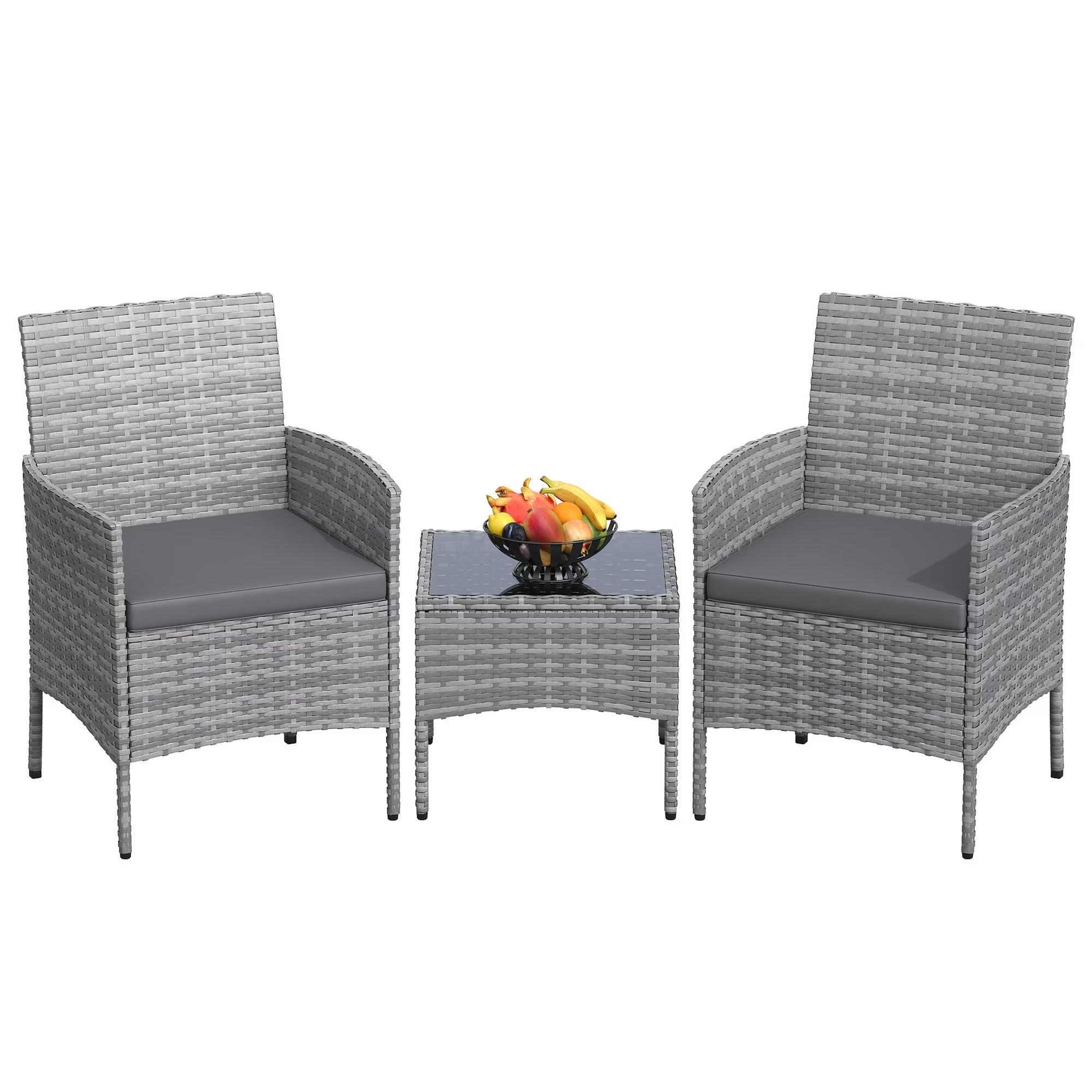 UDPATIO Furniture Set 3 Pieces Patio Rattan Wicker Chairs,Patio Porch Outdoor Furniture Set with Chairs(GR)
