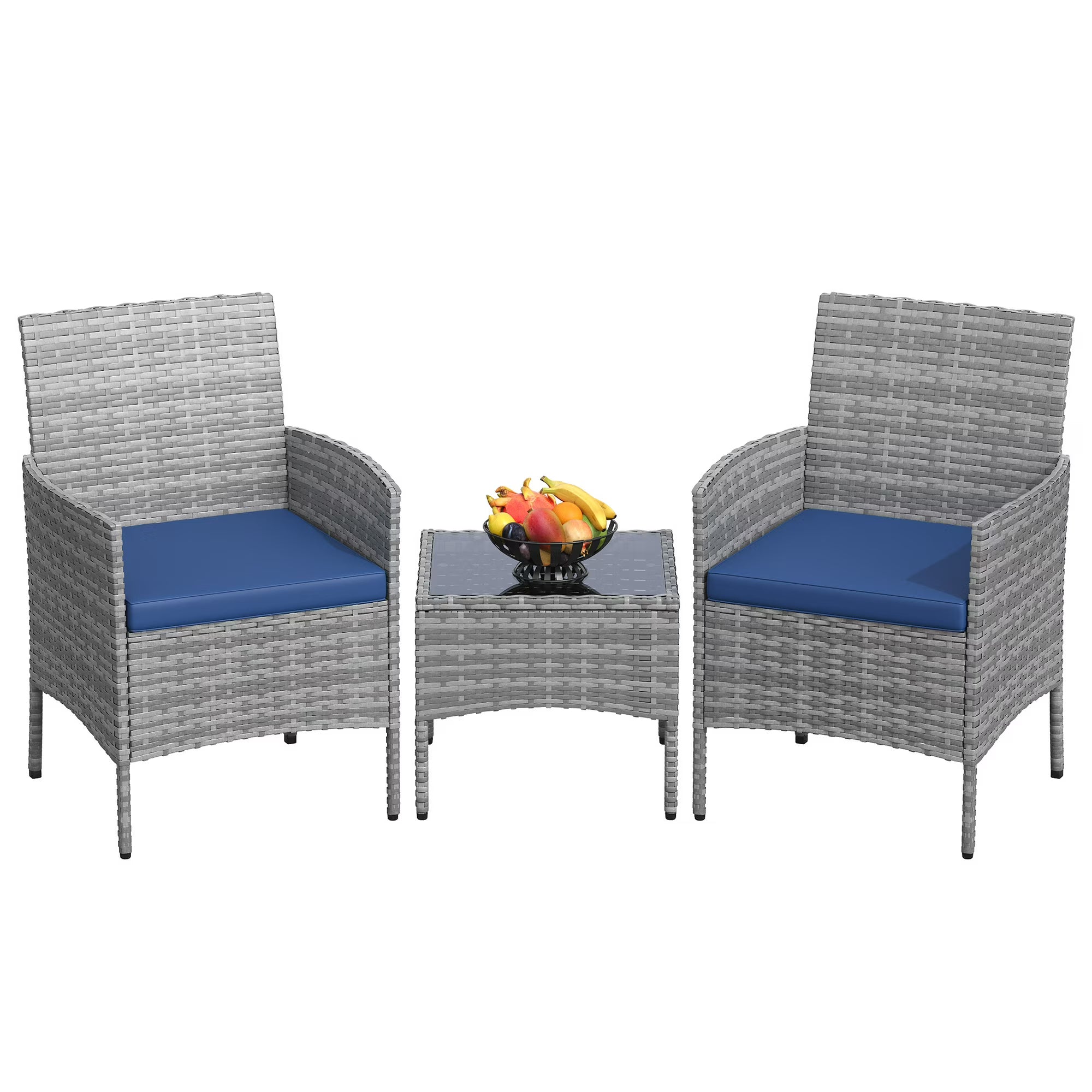 UDPATIO Furniture Set 3 Pieces Patio Rattan Wicker Chairs,Patio Porch Outdoor Furniture Set with Chairs(NA)