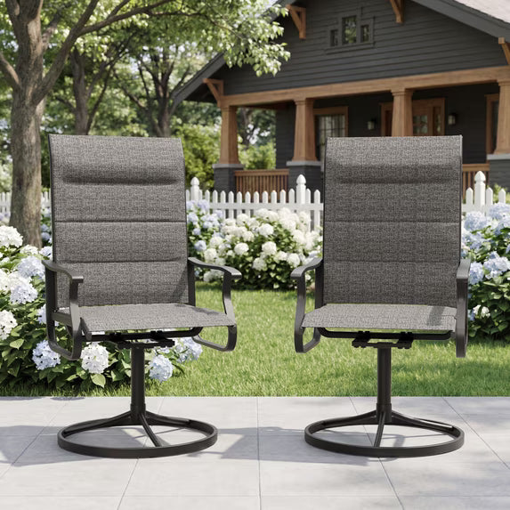 UDPATIO Outdoor Dining Chairs Set of 2, All Weather Swivel Patio Chairs, Outdoor Furniture for Backyard Deck, Dark Grey