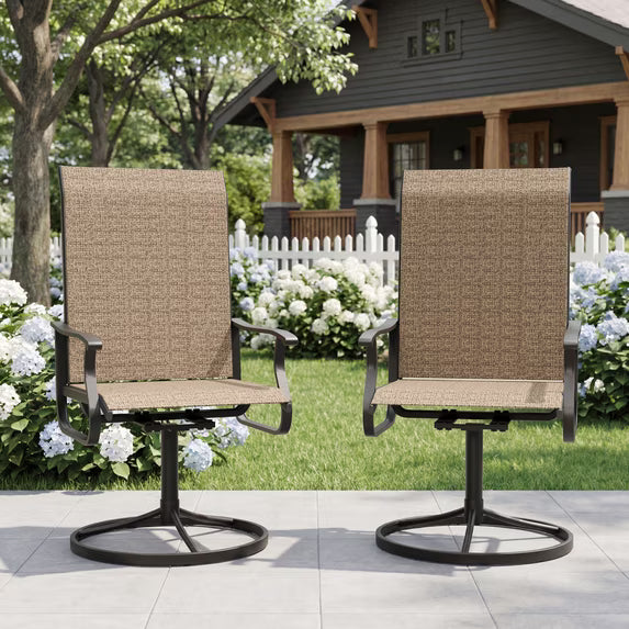 UDPATIO Outdoor Dining Chairs Set of 2, All Weather Swivel Patio Chairs, Outdoor Furniture for Backyard Deck, Khaki