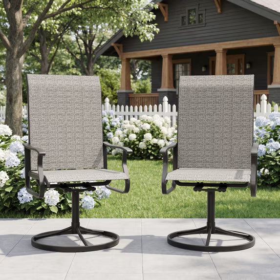 UDPATIO Outdoor Dining Chairs Set of 2, All Weather Swivel Patio Chairs, Outdoor Furniture for Backyard Deck, Light Grey