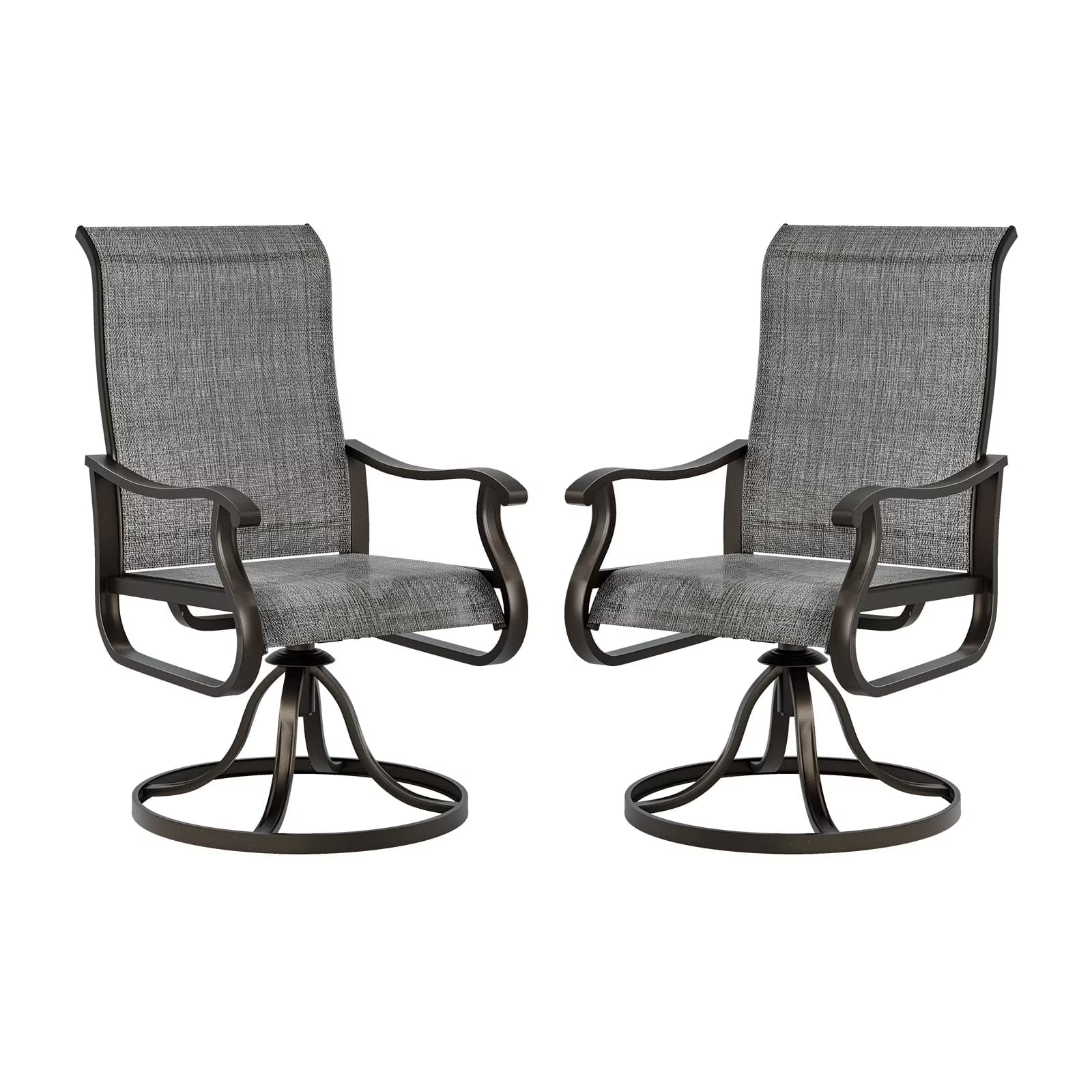 UDPATIO High Back Outdoor Dining Chairs Set of 2, All Weather Swivel Patio Chairs, Breathable Garden Outdoor Furniture for Backyard Deck
