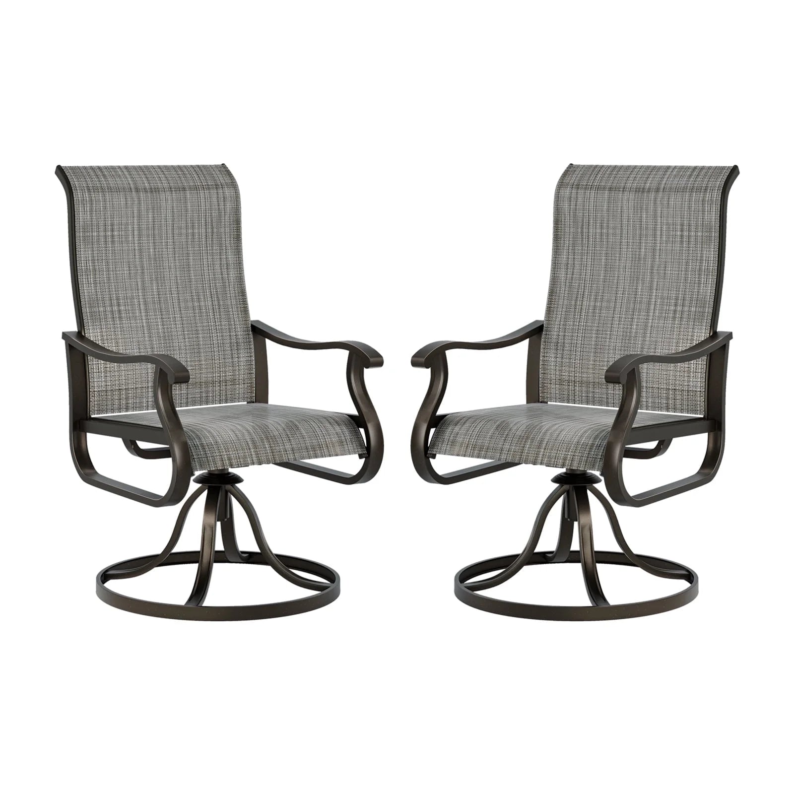 UDPATIO High Back Outdoor Dining Chairs Set of 2, All Weather Swivel Patio Chairs, Breathable Garden Outdoor Furniture for Backyard Deck