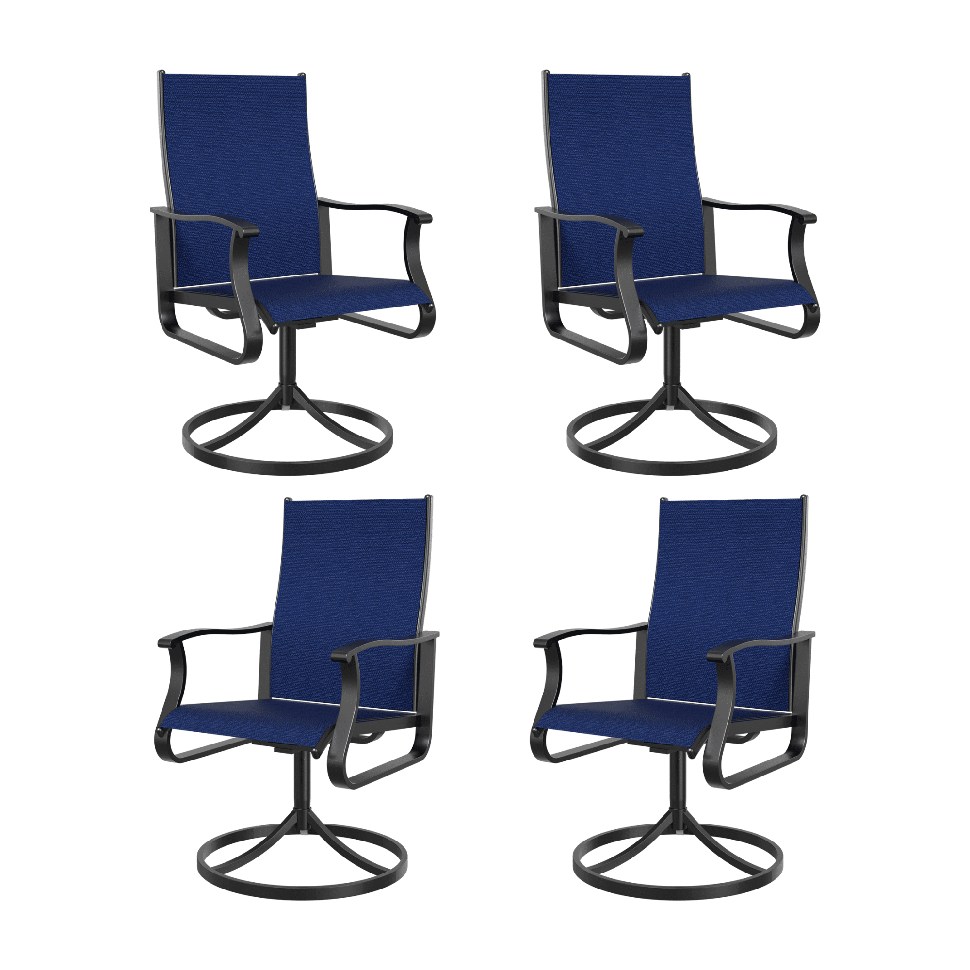 UDPATIO Low Back Outdoor Dining Chair Set of 4, 360°Swivel Patio Chair Outside for Lawn Garden Backyard Deck, Navy Blue