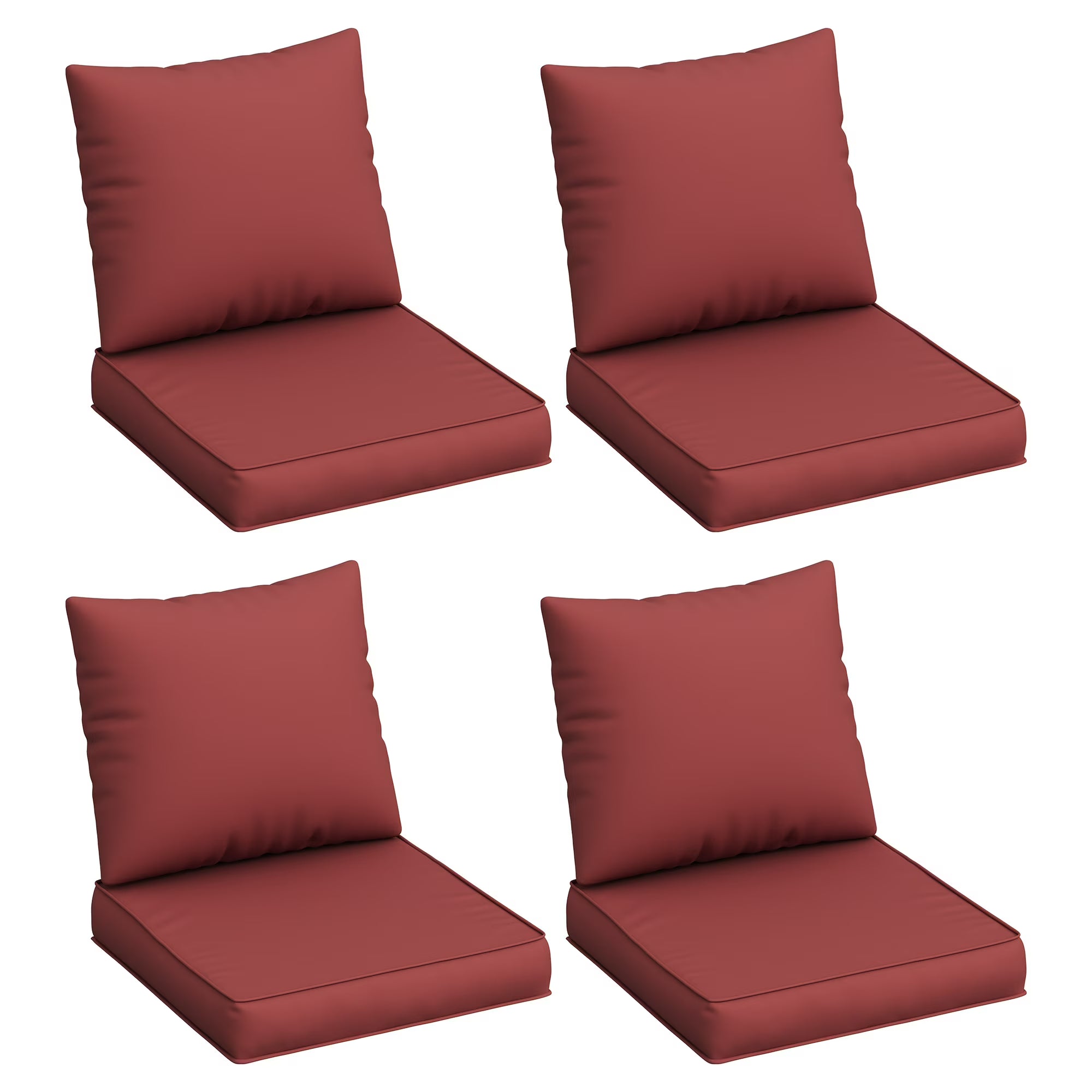 UDPATIO Outdoor Cushions for Patio Furniture, 4'' Replacement Cushions for Outdoor Furniture, Set of 4 Water-Resistant Outdoor Sectional Cushions for Sofa Couch Chair (Red)