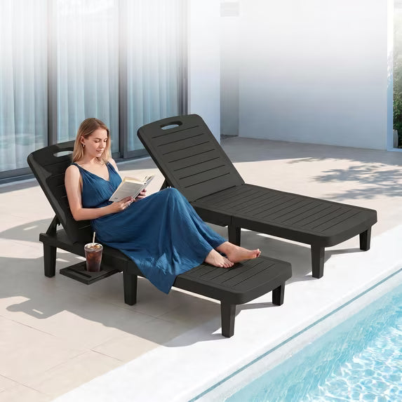 UDPATIO Oversized Outdoor Chairse Lounge Chair Set of 2, 5-Level Adjustment Backrest for Pool Beach Garden