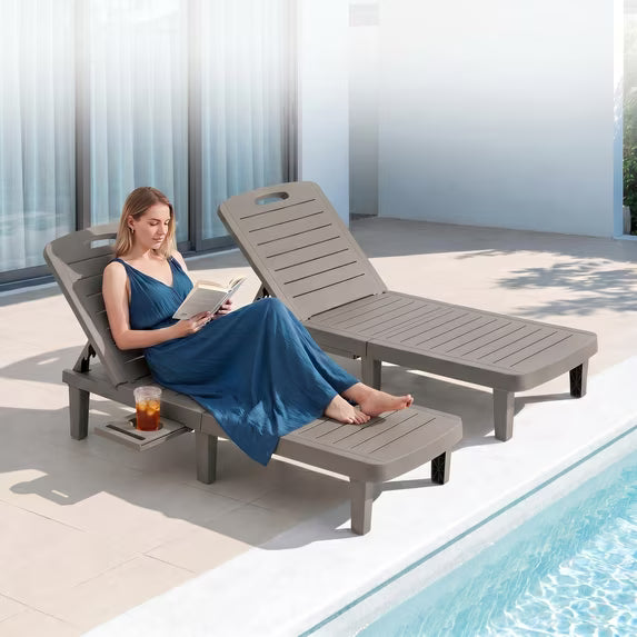 UDPATIO Oversized Outdoor Chairse Lounge Chair Set of 2, 5-Level Adjustment Backrest for Pool Beach Garden