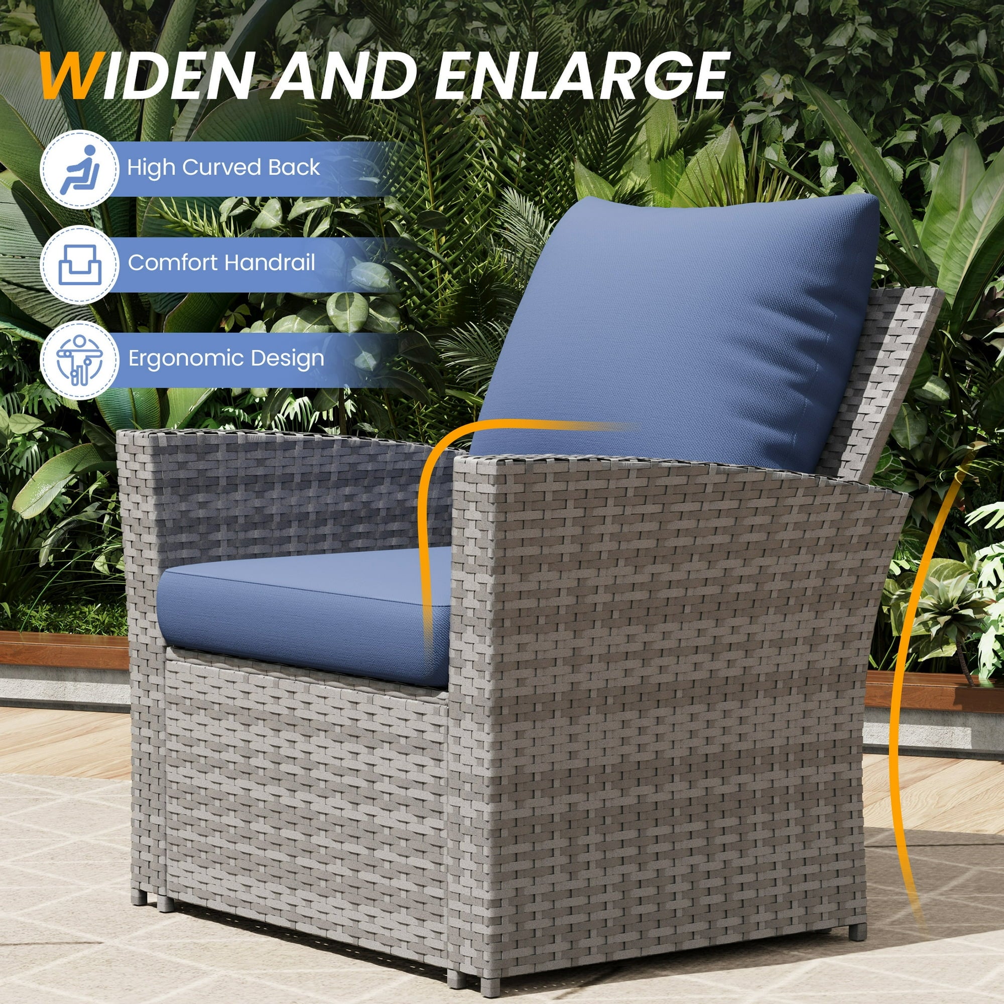 UDPATIO Wicker Patio Furniture Set, 4 Piece Outdoor Sectional Conversation Sets, Gray PE Rattan Patio Sofa Set for Balcony, Porch, Backyard, Grey