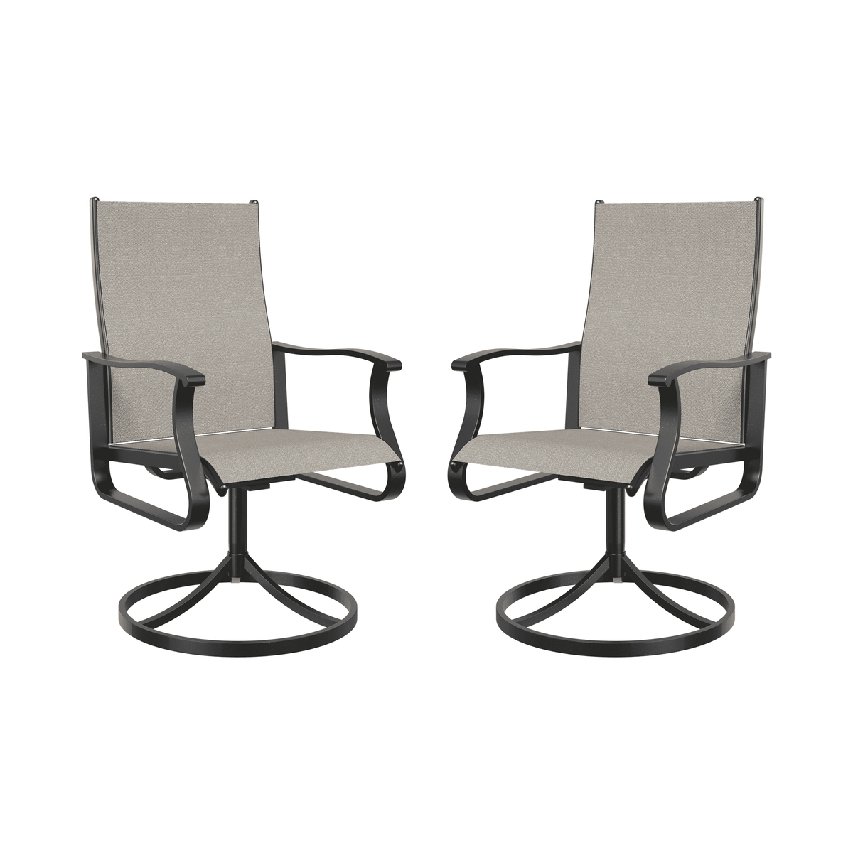 UDPATIO Low Back Outdoor Dining Chair Set of 2, 360° Swivel Patio Chair Outside for Lawn Garden Backyard Deck, Beige