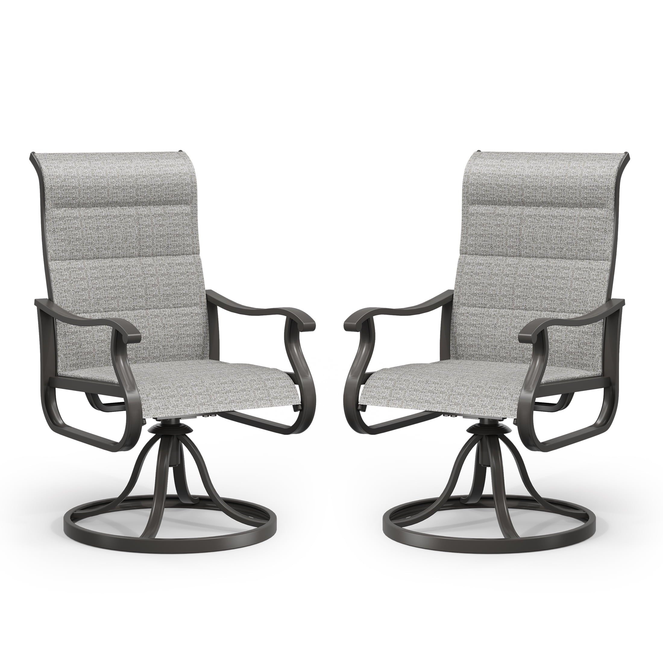 UDPATIO High Back Outdoor Dining Chairs (Set of 2), All Weather Swivel Patio Chair, Terrace Pool Garden, Light Gray