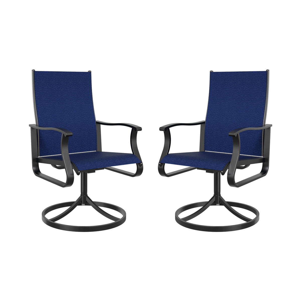 UDPATIO Low Back Outdoor Dining Chair Set of 2, 360°Swivel Patio Chair Outside for Lawn Garden Backyard Deck, Navy Blue