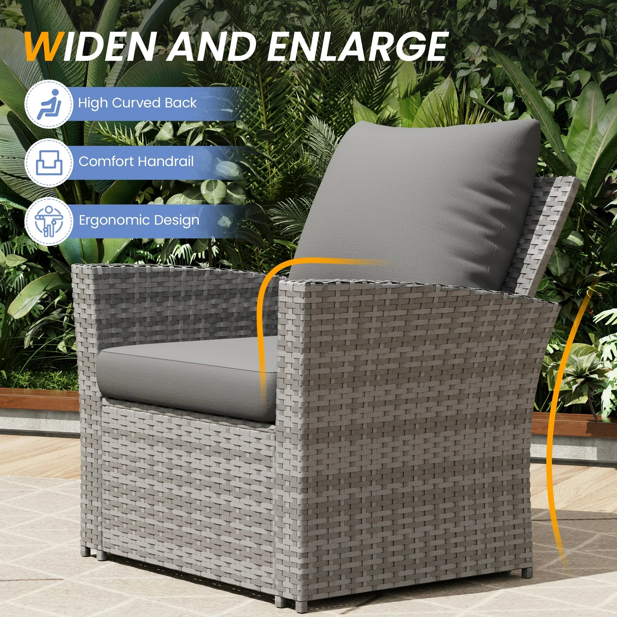 UDPATIO Wicker Patio Furniture Set, 4 Piece Outdoor Sectional Conversation Sets, Gray PE Rattan Patio Sofa Set for Balcony, Porch, Backyard, Grey