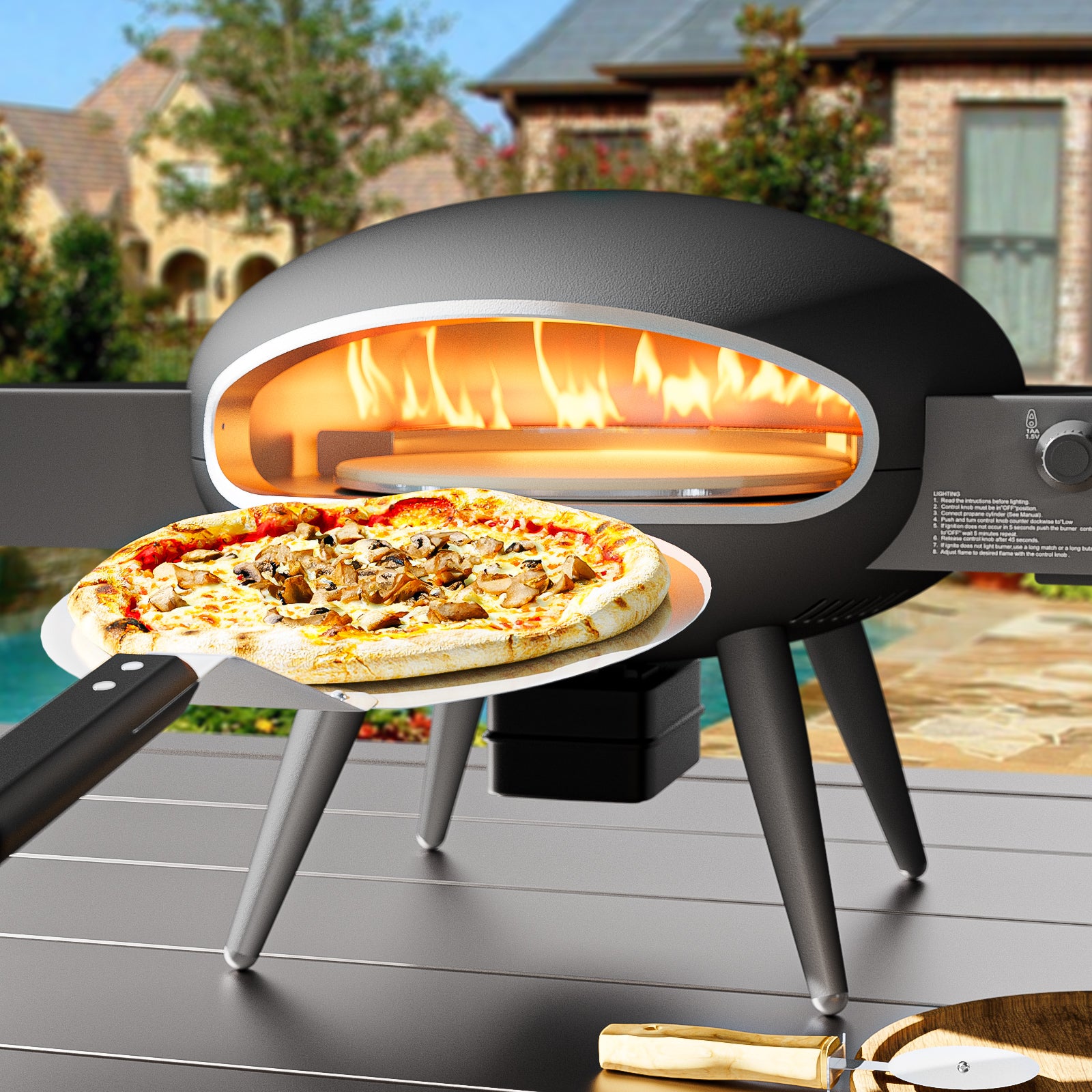 UDPATIO Outdoor Gas Pizza Oven, Rotating Pizza Grill Oven Pizza Maker
