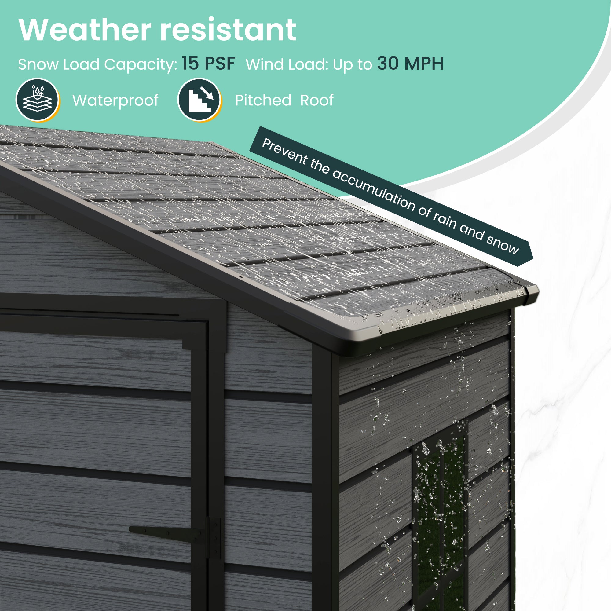 UDPATIO Outdoor Resin Storage Shed 6x4 FT, Plastic Garden Shed for Bike, Garbage Can, Tool, Outside Sheds with Lockable Door for Backyard, Patio, Lawn, Dark Grey