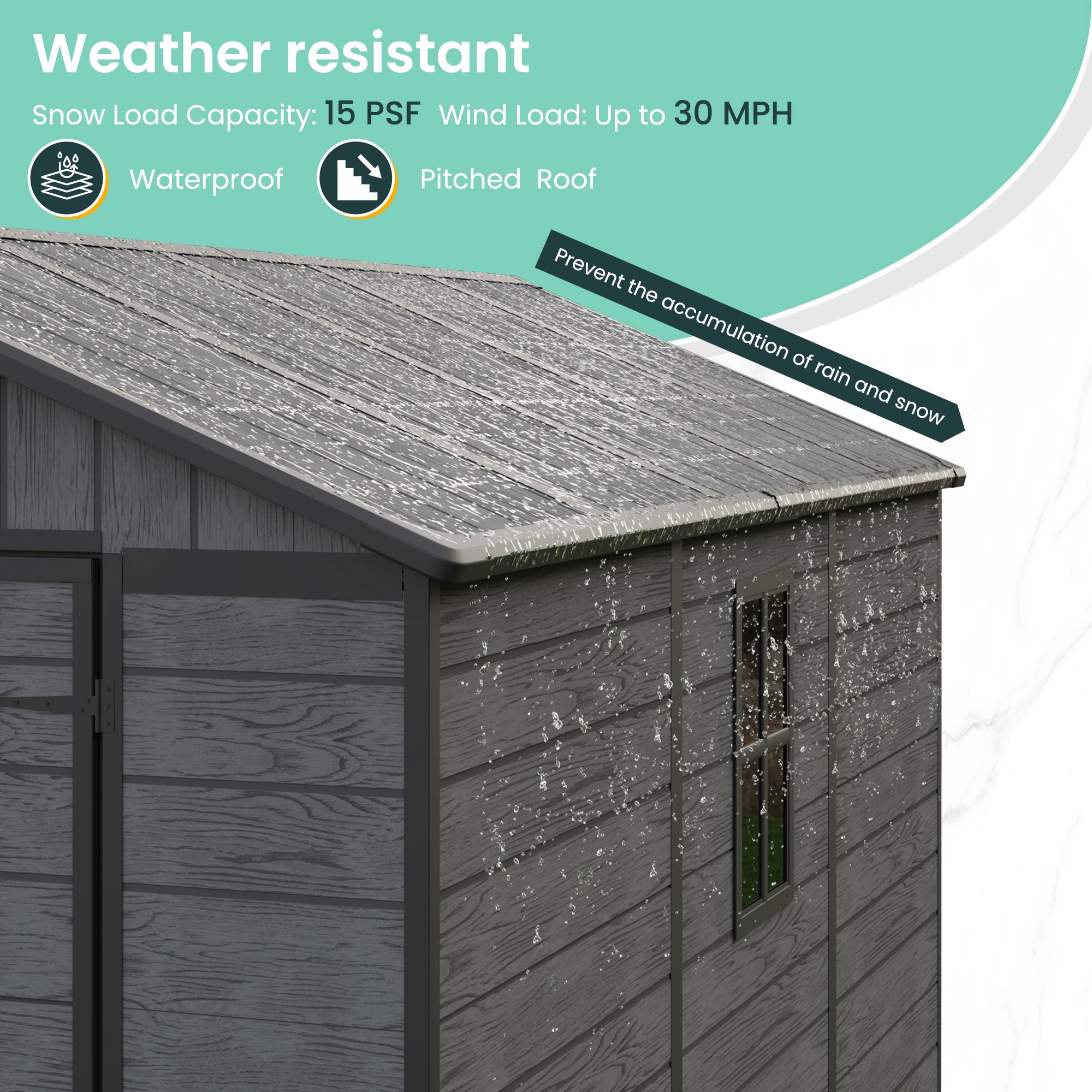 UDPATIO Outdoor Resin Storage Shed 7.5x10 FT with Floor, Dark Grey