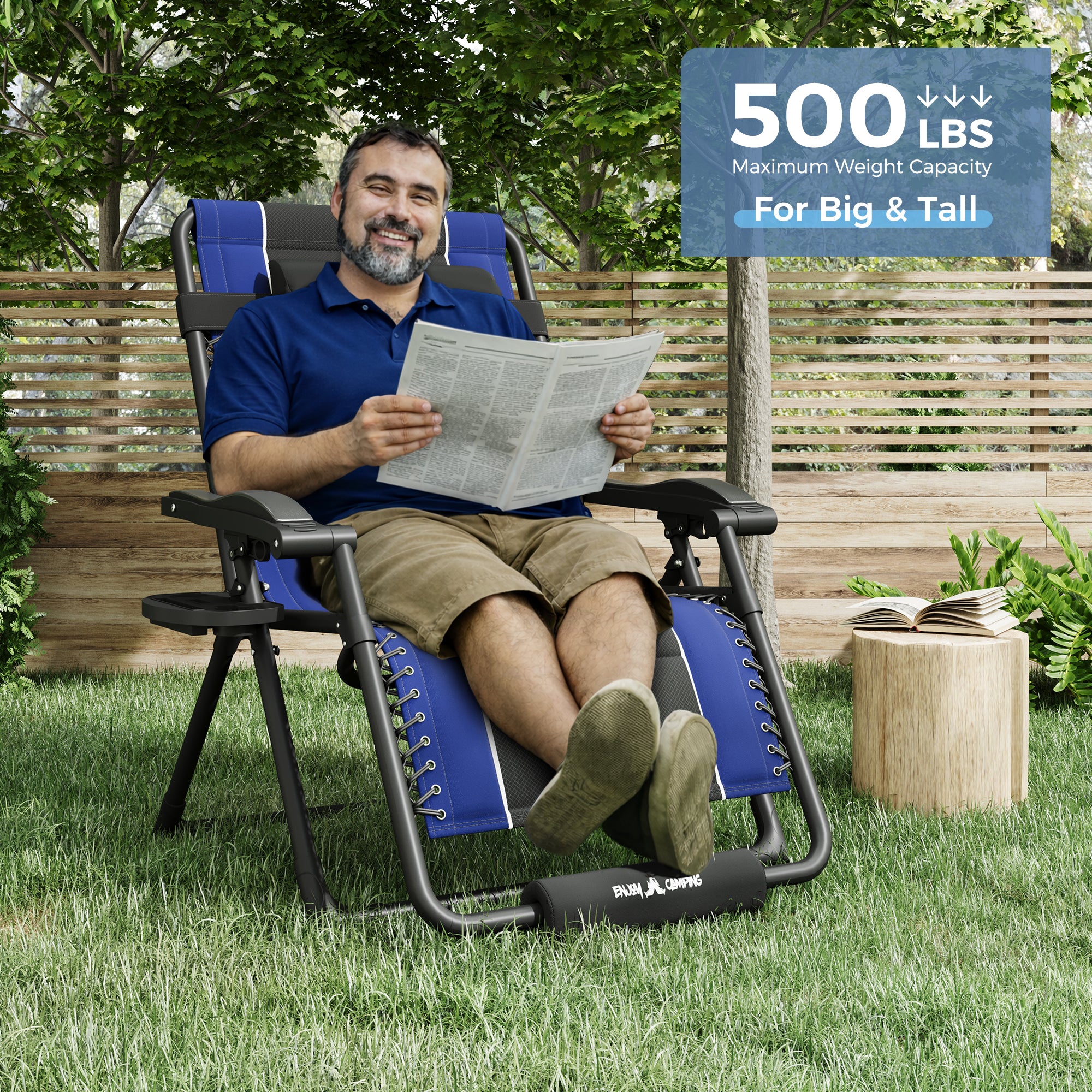 Oversized Zero Gravity Chair – Heavy Duty 500lb Capacity, Adjustable Recliner with Headrest & Footrest, Foldable Outdoor Patio Lounge Chair