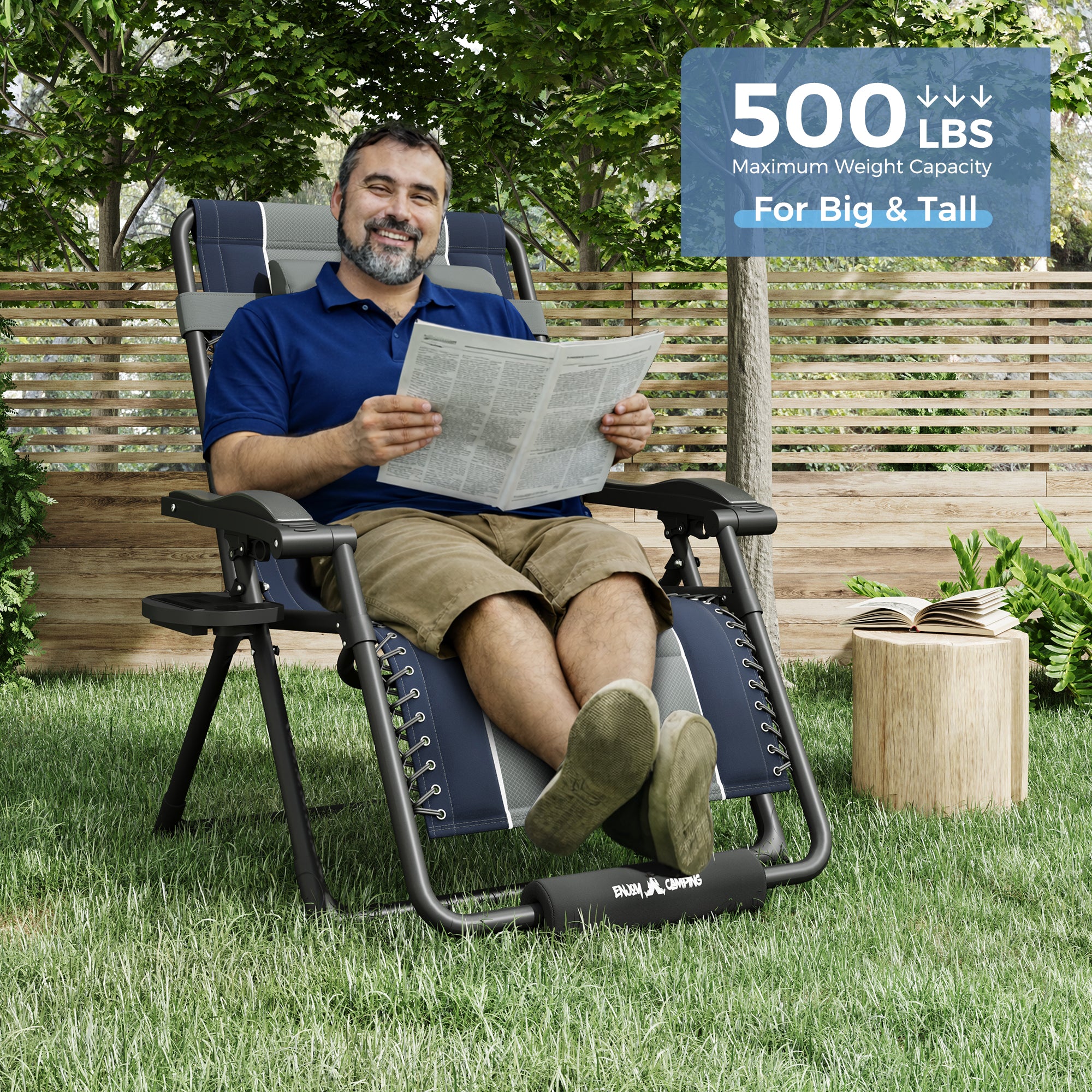 Oversized Zero Gravity Chair – Heavy Duty 500lb Capacity, Adjustable Recliner with Headrest & Footrest, Foldable Outdoor Patio Lounge Chair