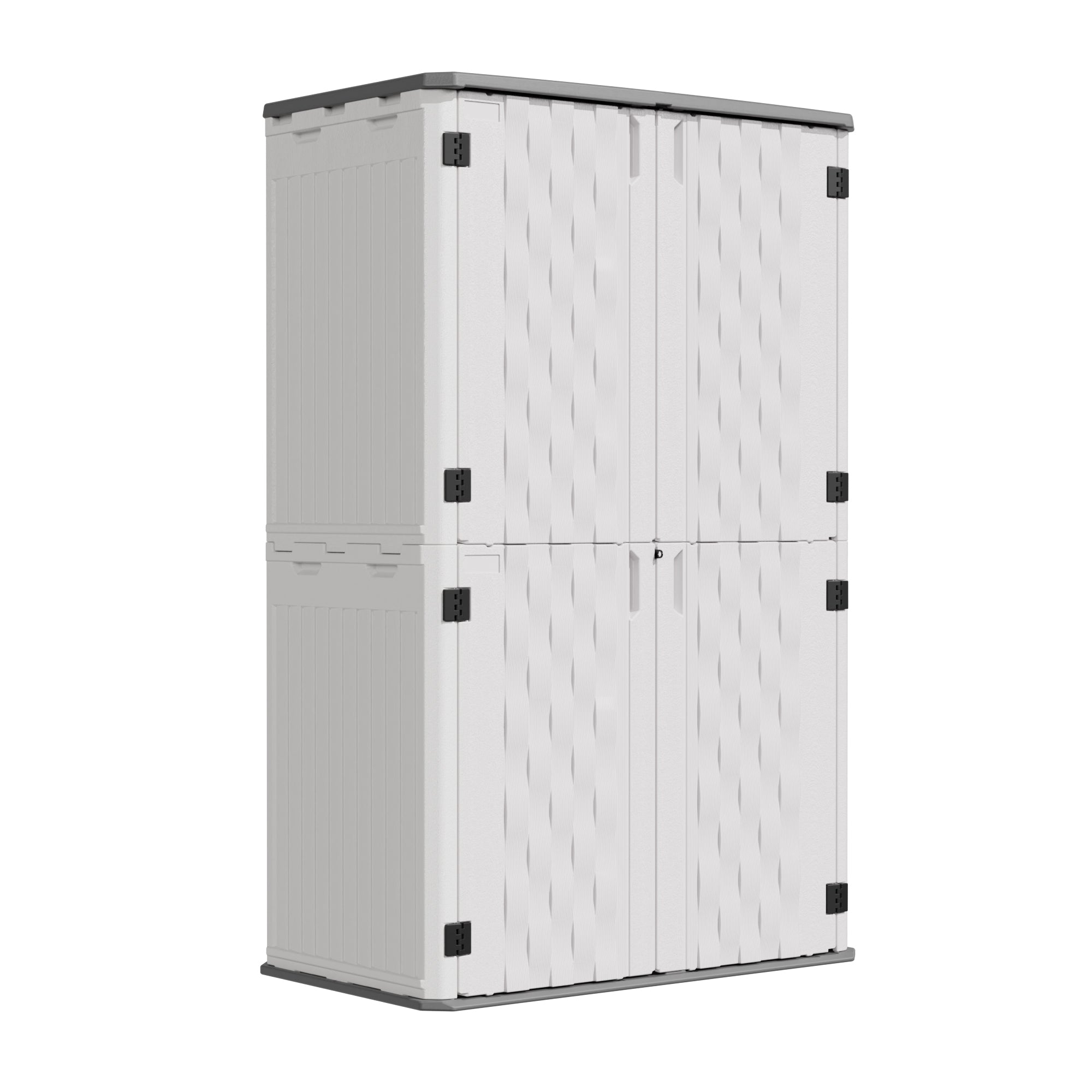 UDPATl0 67 Cu.Ft Resin Outdoor Storage Shed, Patio Plastic Vertical Sheds with Floor, Waterproof Bin Shed Horizontal Storage Cabinet for Patio, Backyards, Garden, Pool, Tool Shed