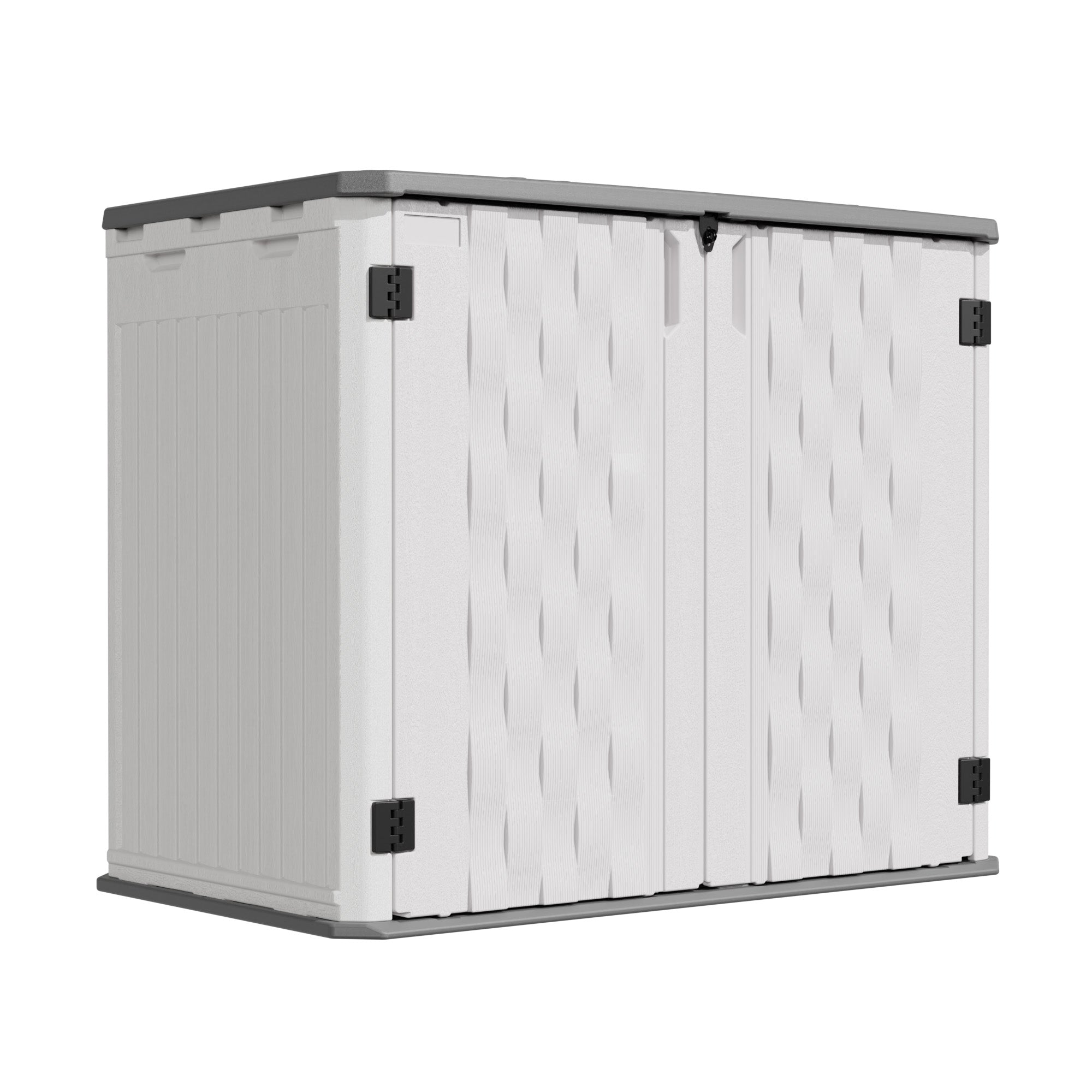 UDPATl0 34 Cu.Ft Resin Outdoor Storage Shed, Patio Plastic Vertical Sheds with Floor, Waterproof Bin Shed Horizontal Storage Cabinet for Patio, Backyards, Garden, Pool, Tool Shed