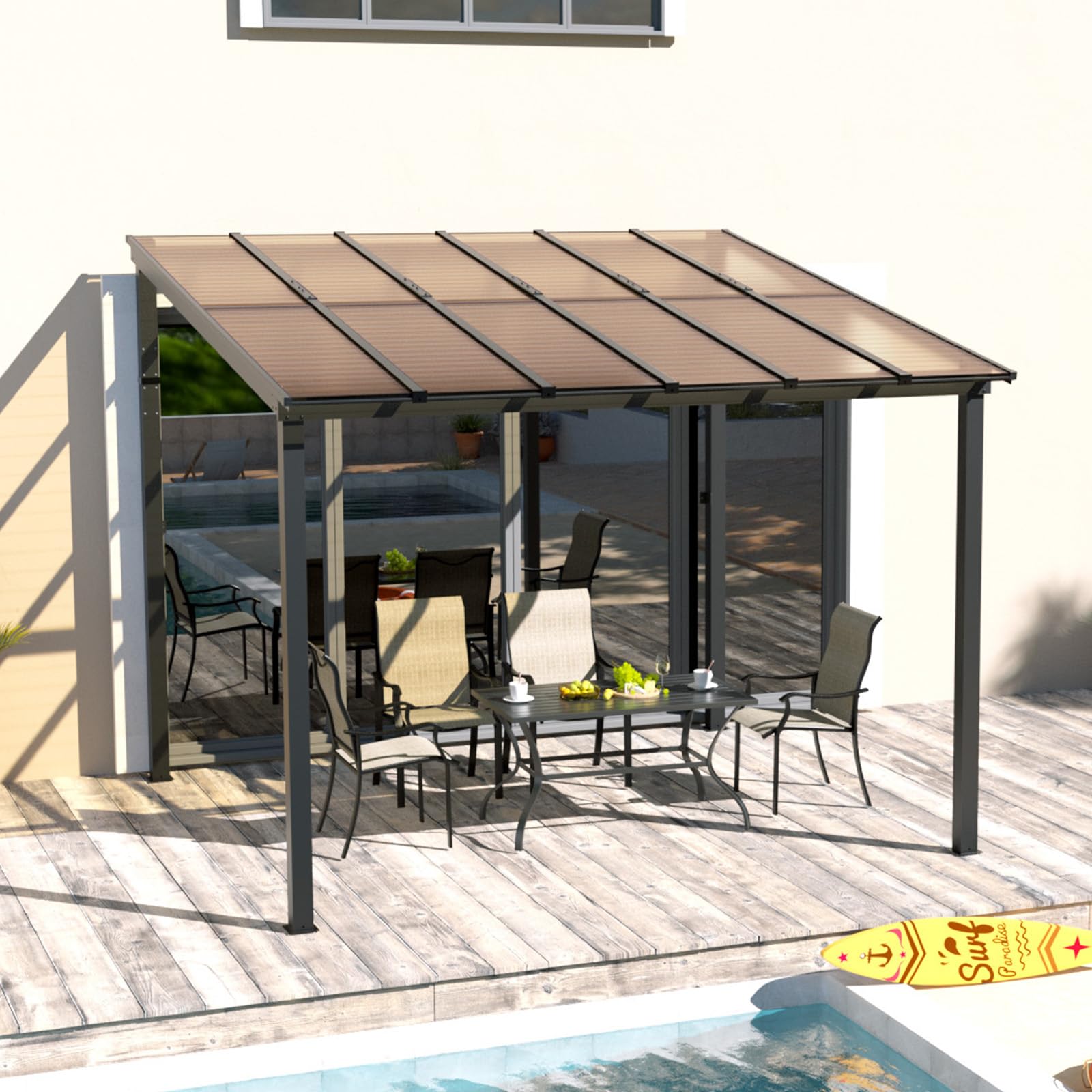 Wall Mounted Gazebo, UV Resistant Polycarbonate Roof