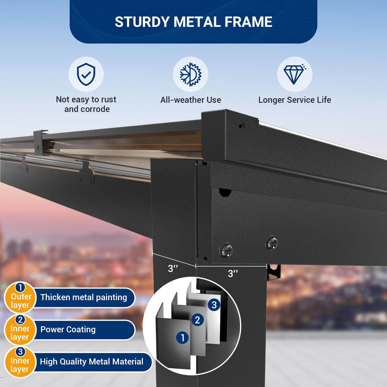 Wall Mounted Gazebo, UV Resistant Polycarbonate Roof