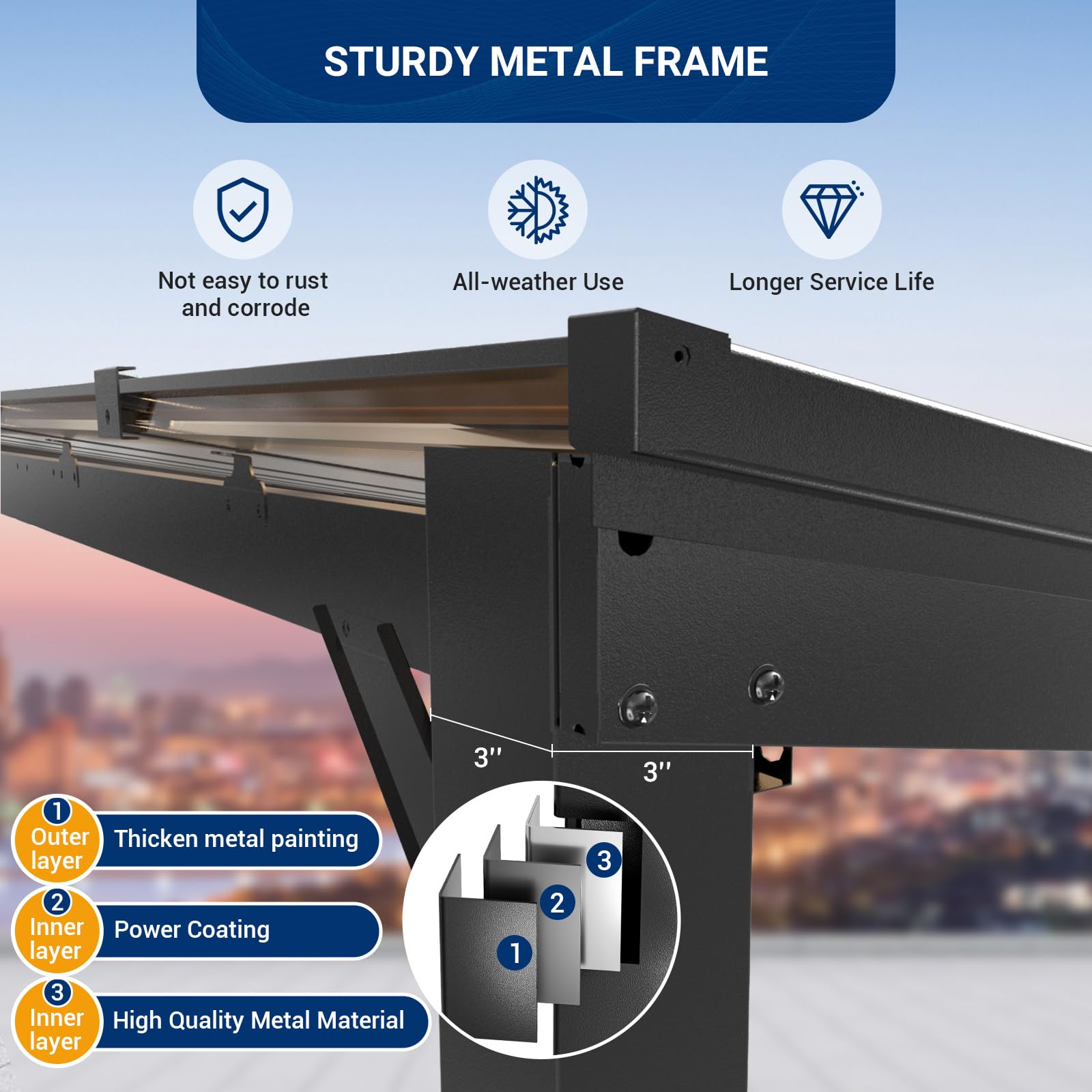 Wall Mounted Gazebo, UV Resistant Polycarbonate Roof