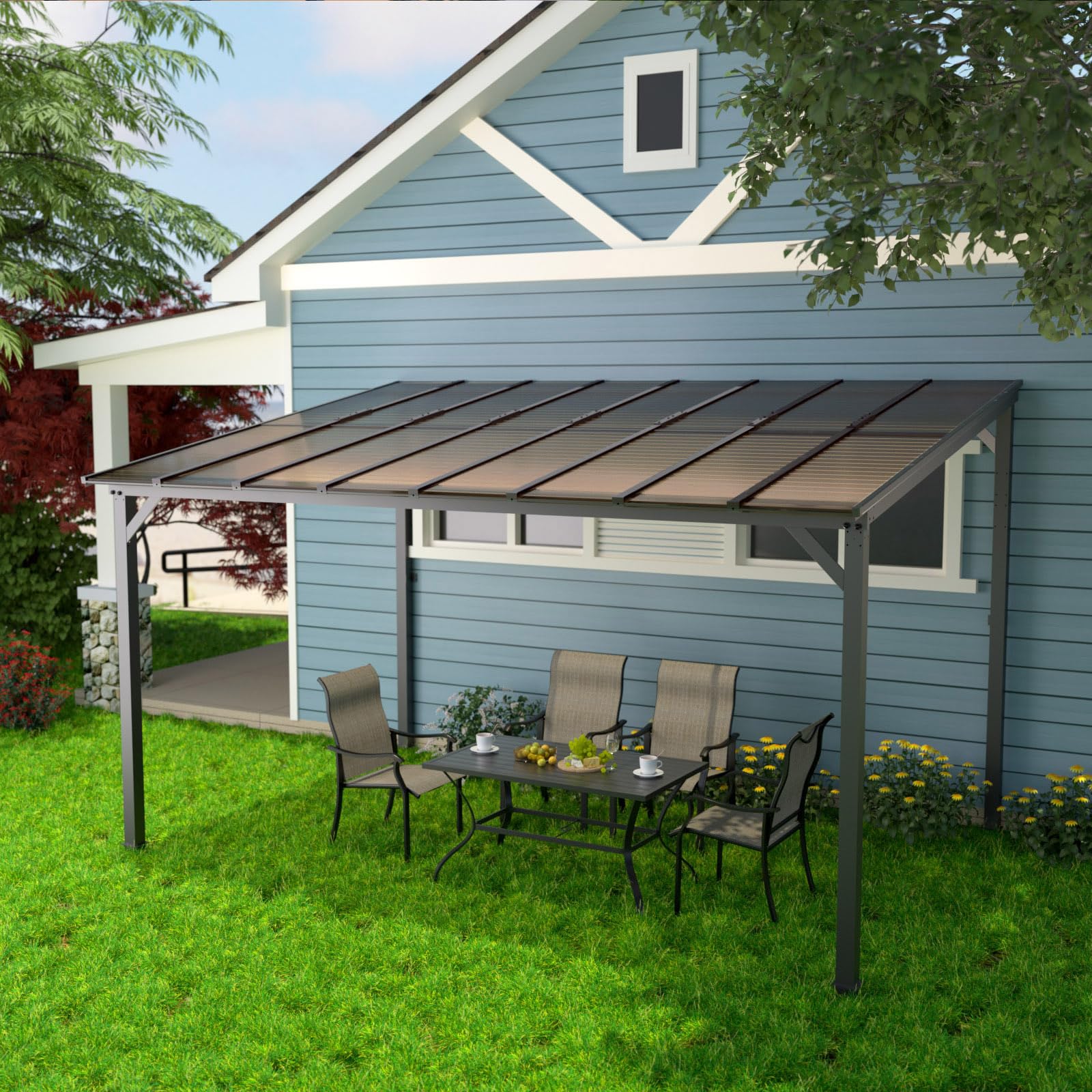 Wall Mounted Gazebo, UV Resistant Polycarbonate Roof