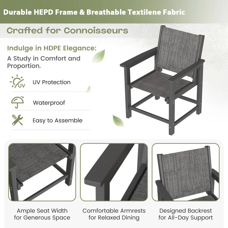 UDPATIO HDPE Outdoor Chairs Patio Dining Chair Set of 2 All Weather for Poolside Deck