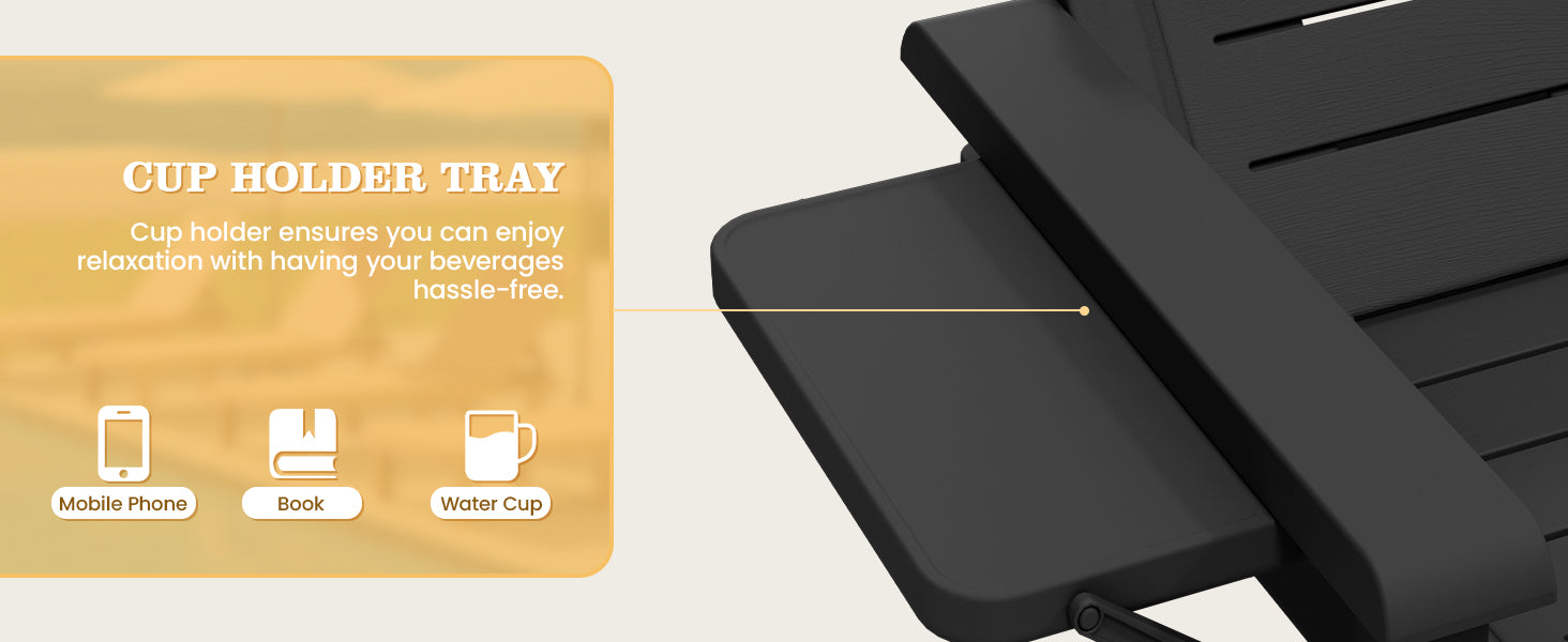 UDPATIO Oversized Pool Lounge Chairs Set of 2, Waterproof Resin Pool Chaise Lounges with Armrests and Cup Holder Tray, 5 Level Adjustable Backrest, for Poolsode, Lawn, Beach, Backyard