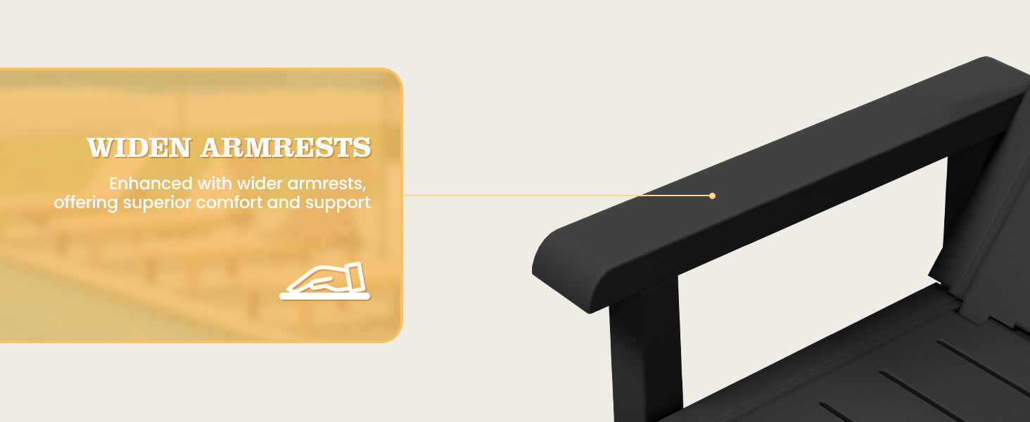 UDPATIO Oversized Pool Lounge Chairs Set of 2, Waterproof Resin Pool Chaise Lounges with Armrests and Cup Holder Tray, 5 Level Adjustable Backrest, for Poolsode, Lawn, Beach, Backyard