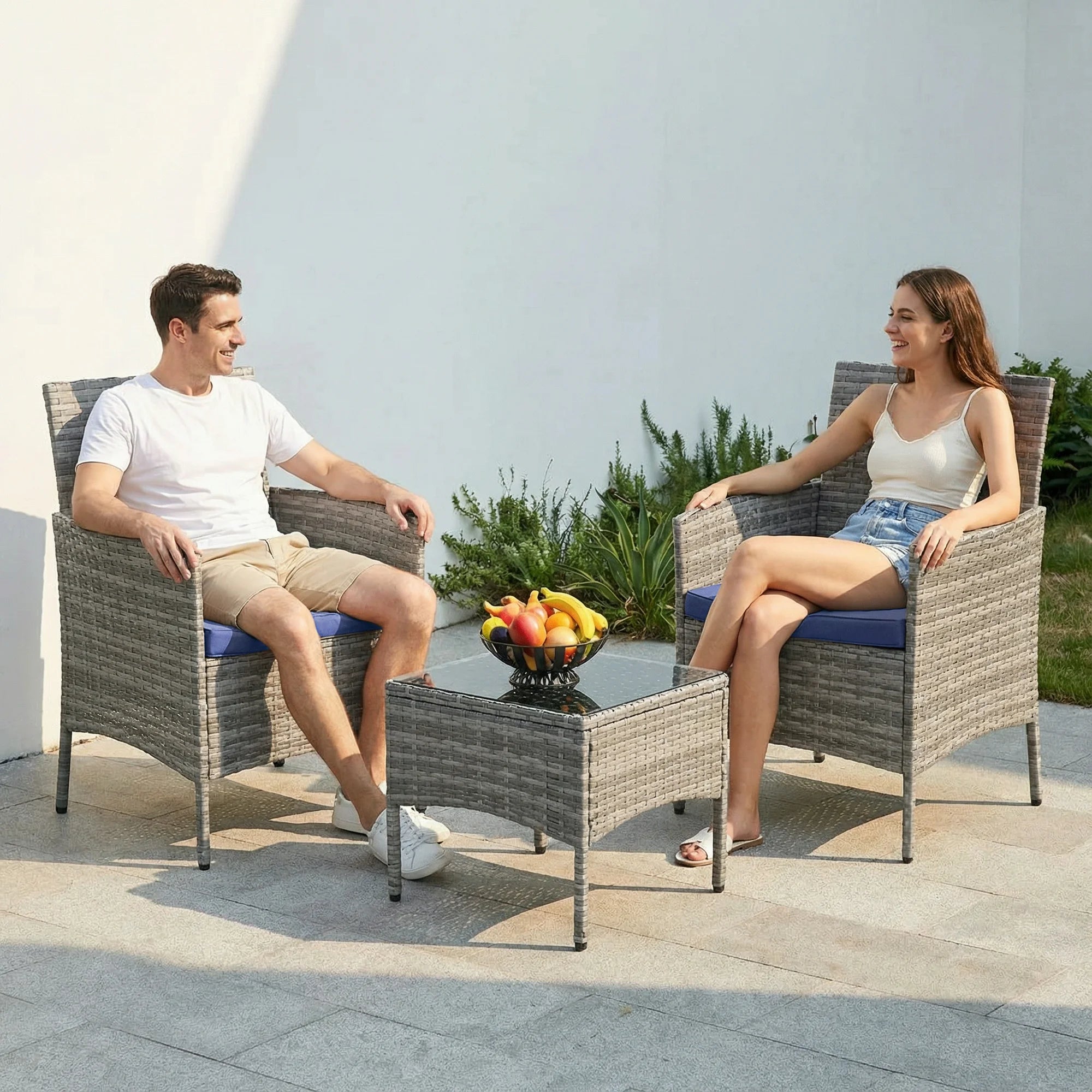UDPATIO Furniture Set 3 Pieces Patio Rattan Wicker Chairs,Patio Porch Outdoor Furniture Set with Chairs(NA)