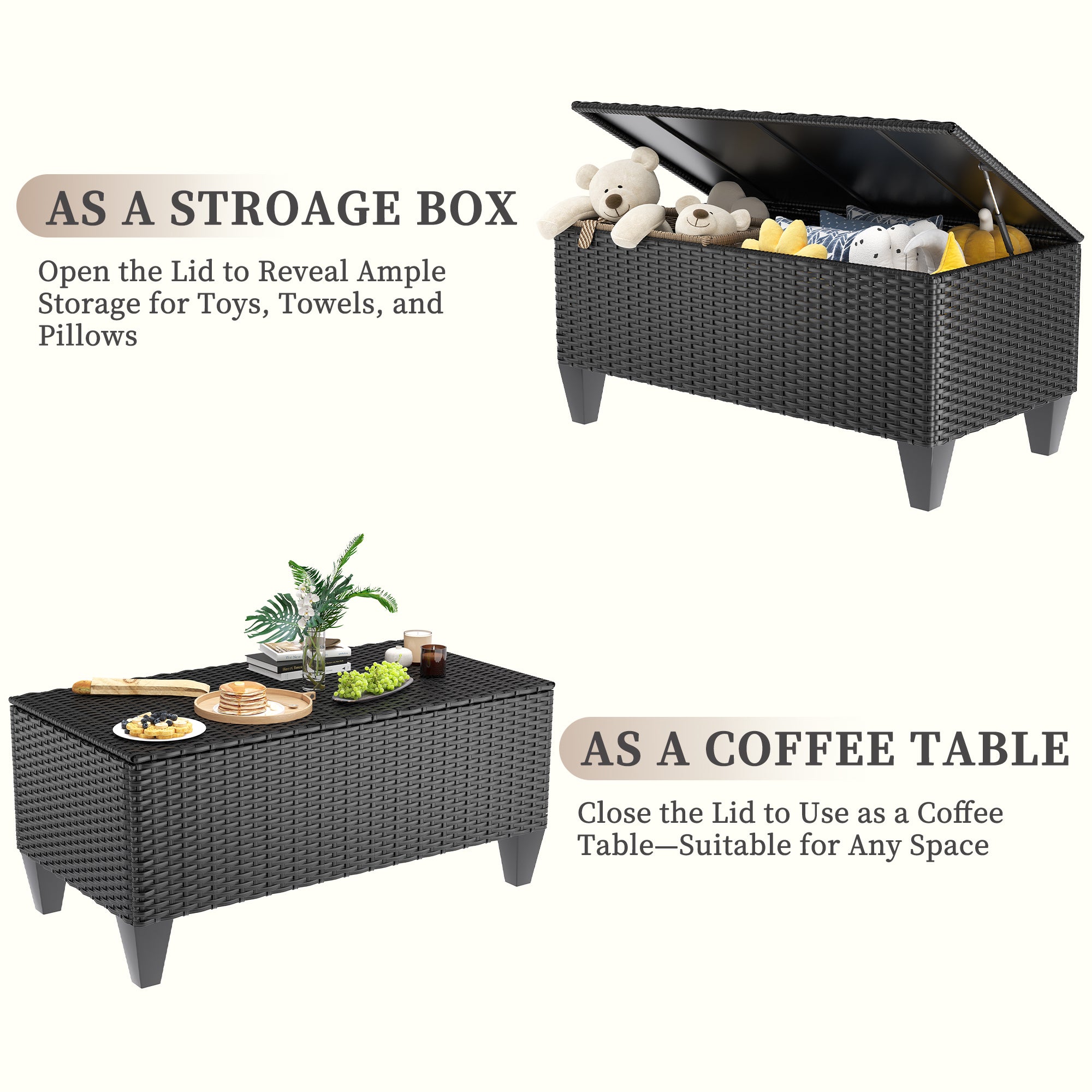 UDPATIO Patio Furniture Set, 5 Pieces Outdoor Conversation Sets with Rocking Swivel Chairs, Wicker Rattan Outdoor Sofa Set with Storage Table and Waterproof Covers for Backyard, Deck, Porch, Khaki