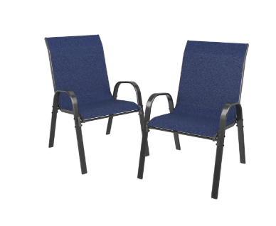 UDPATIO Patio Chairs Set of 2, Outdoor Dining Chairs High Back with All Weather Breathable Textilene, Metal Frame for Lawn Garden Backyard Deck, Blue