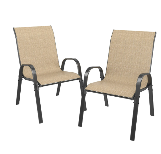 UDPATIO Patio Chairs Set of 2, Outdoor Dining Chairs High Back with All Weather Breathable Textilene, Metal Frame for Lawn Garden Backyard Deck, Brown