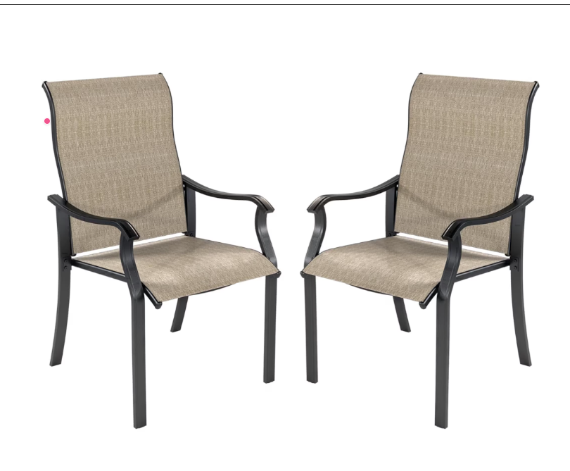 UDPATIO Patio Chairs Set of 2, Outdoor Dining Chairs High Back with All Weather Breathable Textilene, Metal Frame for Lawn Garden Backyard Deck, Khaki