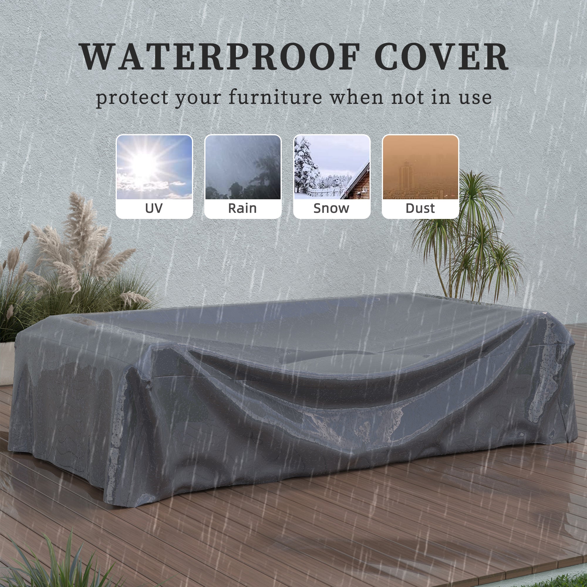 UDPATIO Patio Furniture Set, 6 Pieces Outdoor Furniture Sets with Rocking Swivel Chairs, Wicker Rattan Outdoor Conversation Set with Storage Table and Waterproof Covers for Backyard, Light Grey