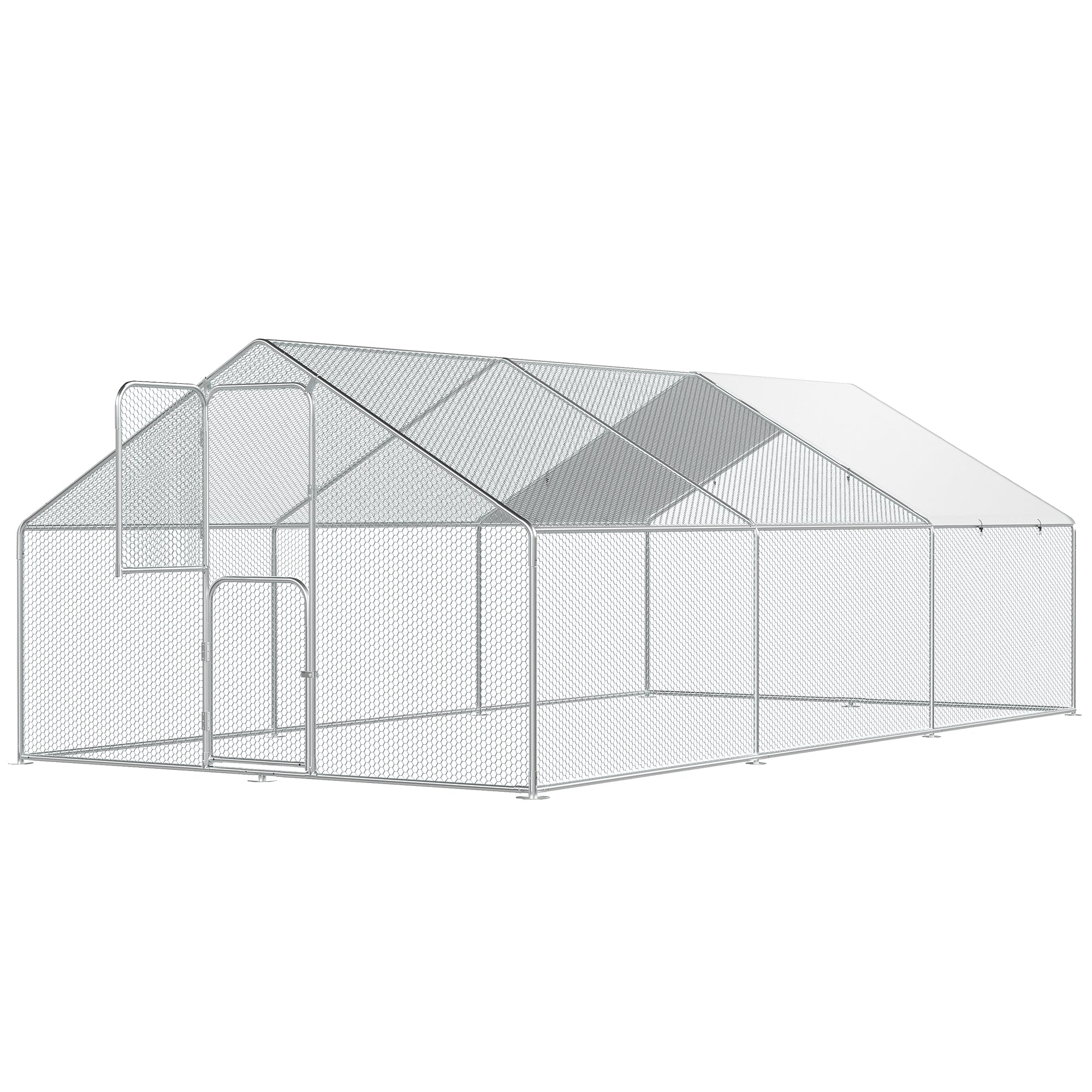 UDPATIO Large Metal Chicken Coop Walk in– Heavy Duty Outdoor Poultry Run with Protective Cover for Chickens, Ducks, or Rabbits | Predator-Proof & Weather-Resistant,18*10*6 FT