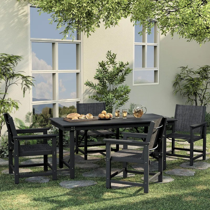 UDPATIO 5PCS HDPE Patio Dining Set of  4 - Heavy Duty Outdoor Deck Table & Chairs for Poolside, Garden, Backyard - All-Weather Resistant Outdoor Table Sets