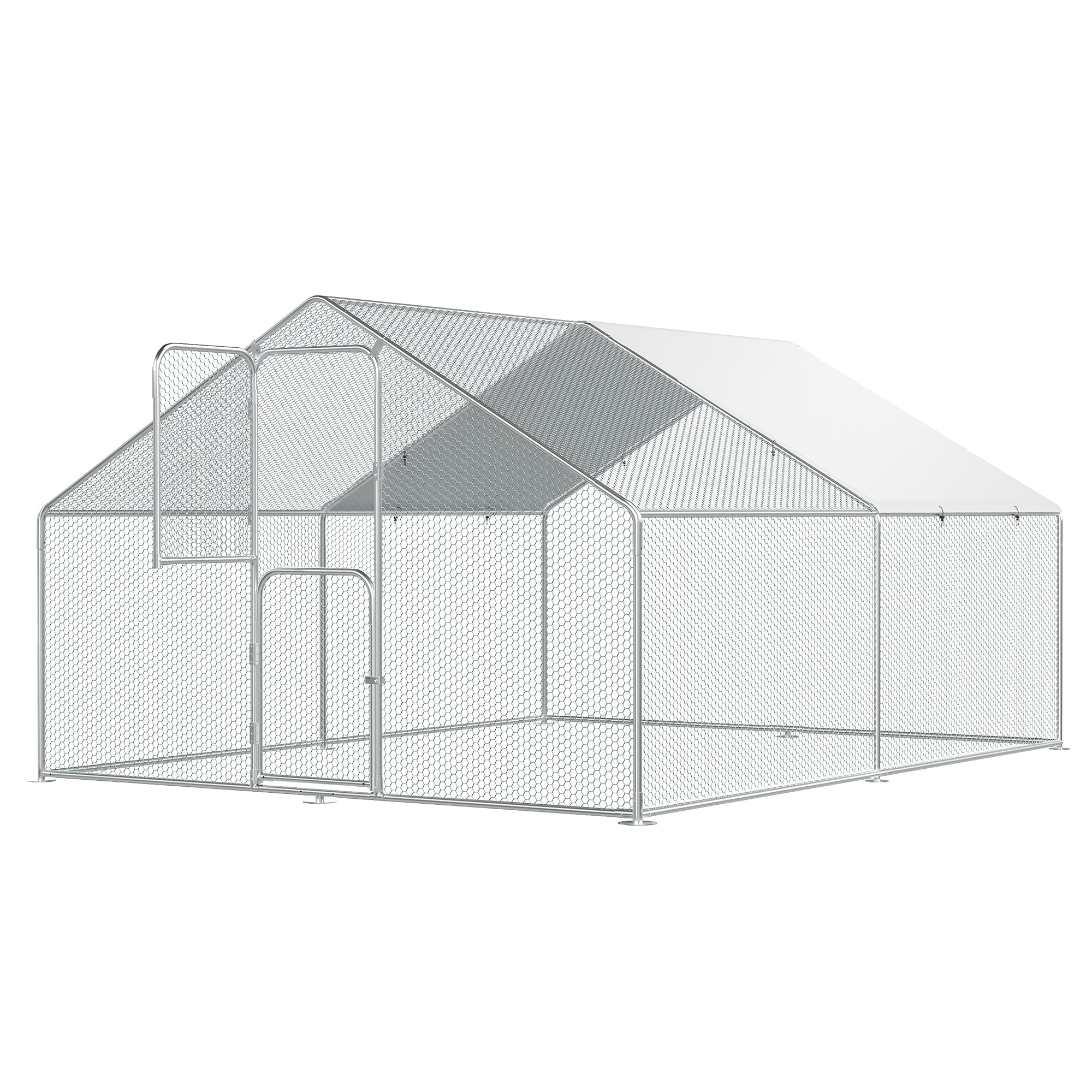 UPDATIO Large Metal Chicken Coop Walk In — Heavy-Duty Outdoor Poultry Pen with Protective Cover, Predator-Proof & Weather-Resistant  for 15-25 Chickens, 12*10*6 FT
