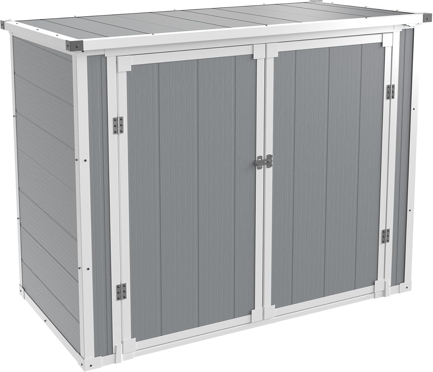 UDPATIO 41 Cu.Ft Storage Shed Outdoor, Weatherproof Resin Storage Shed with Floor Thickened, Gas Spring, Lockable Doors for Trash Can Storage, Garden Tools, Suitable for patios, Poolside（Grey）