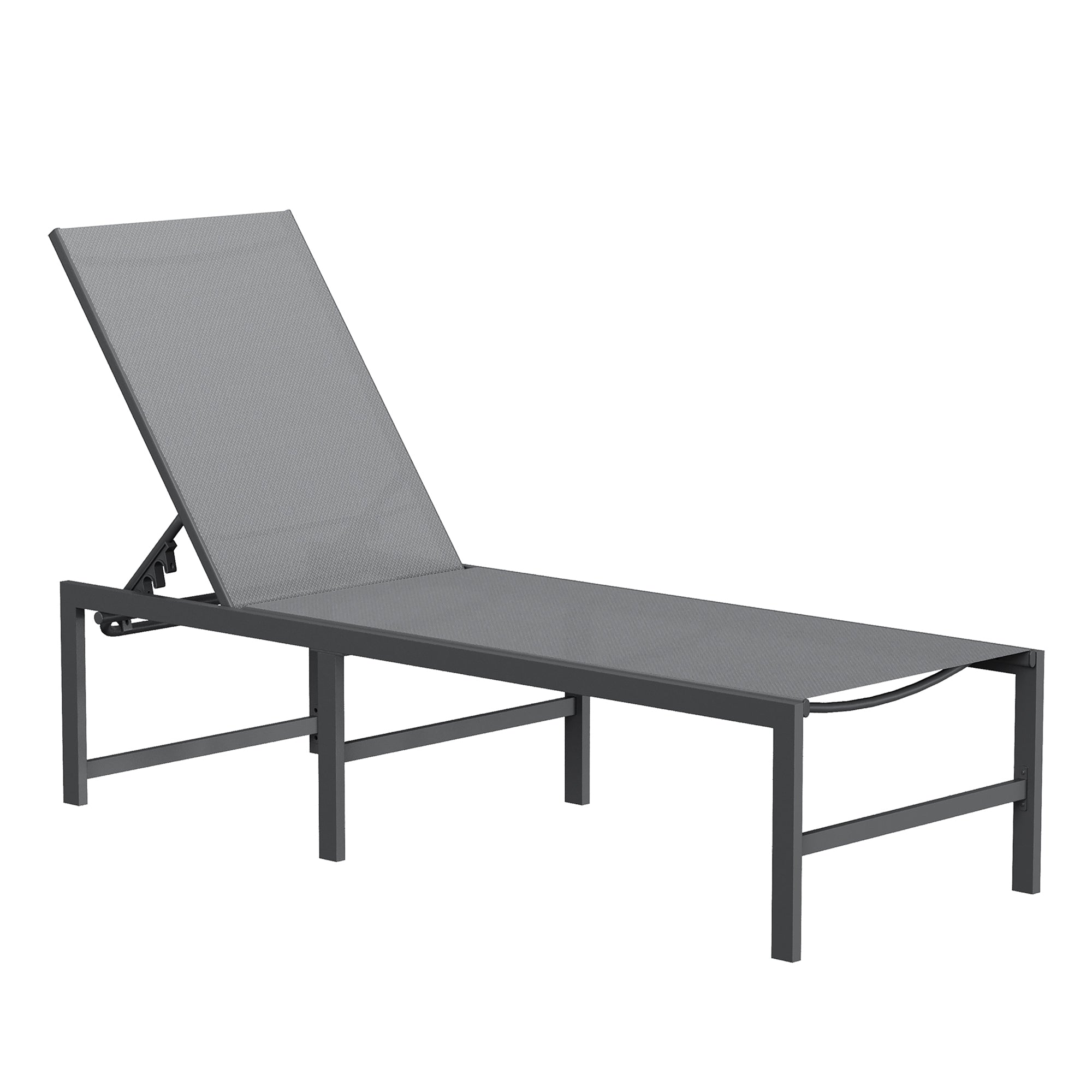 Outdoor Lounge Chair Pool Chaise Chairs Adjustable Patio Lounger for Poolside Lawn Lay Flat Sunbathing Backrest for Deck, Beach, Yard(Grey)