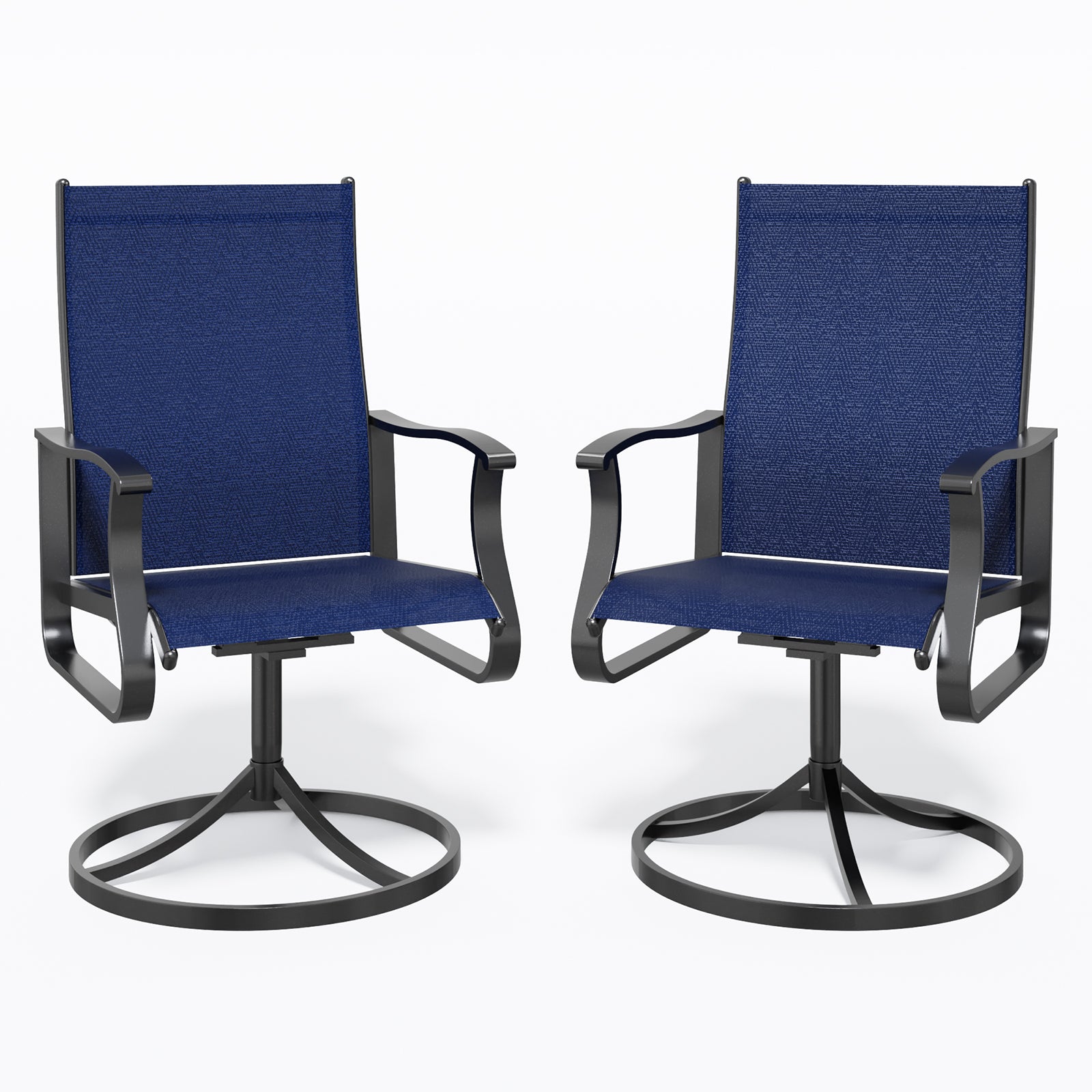 UDPATIO Swivel Patio Chairs Set of 2, Outdoor Swivel Rocker Patio Chairs with High Back, All Weather Textilene & Metal Frame for Backyard, Lawn, Porch, Pooside or Garden, Navy Blue
