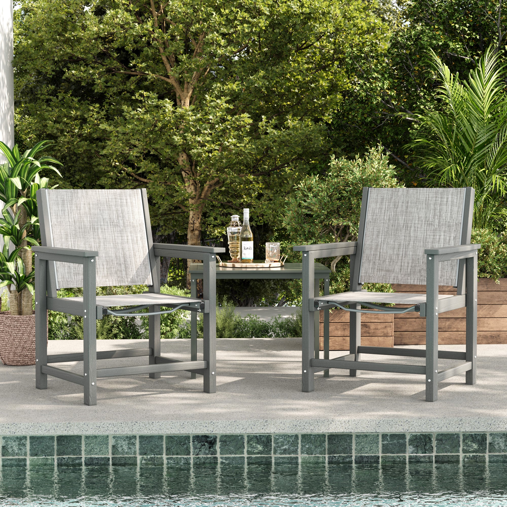 HDPE Patio Dining Set, Heavy Duty Extra-Wide Outdoor Chairs with 360 lb Load Capacity, Easy to Assembly, All-Weather Seating for Patio, Pool, Garden, Backyard