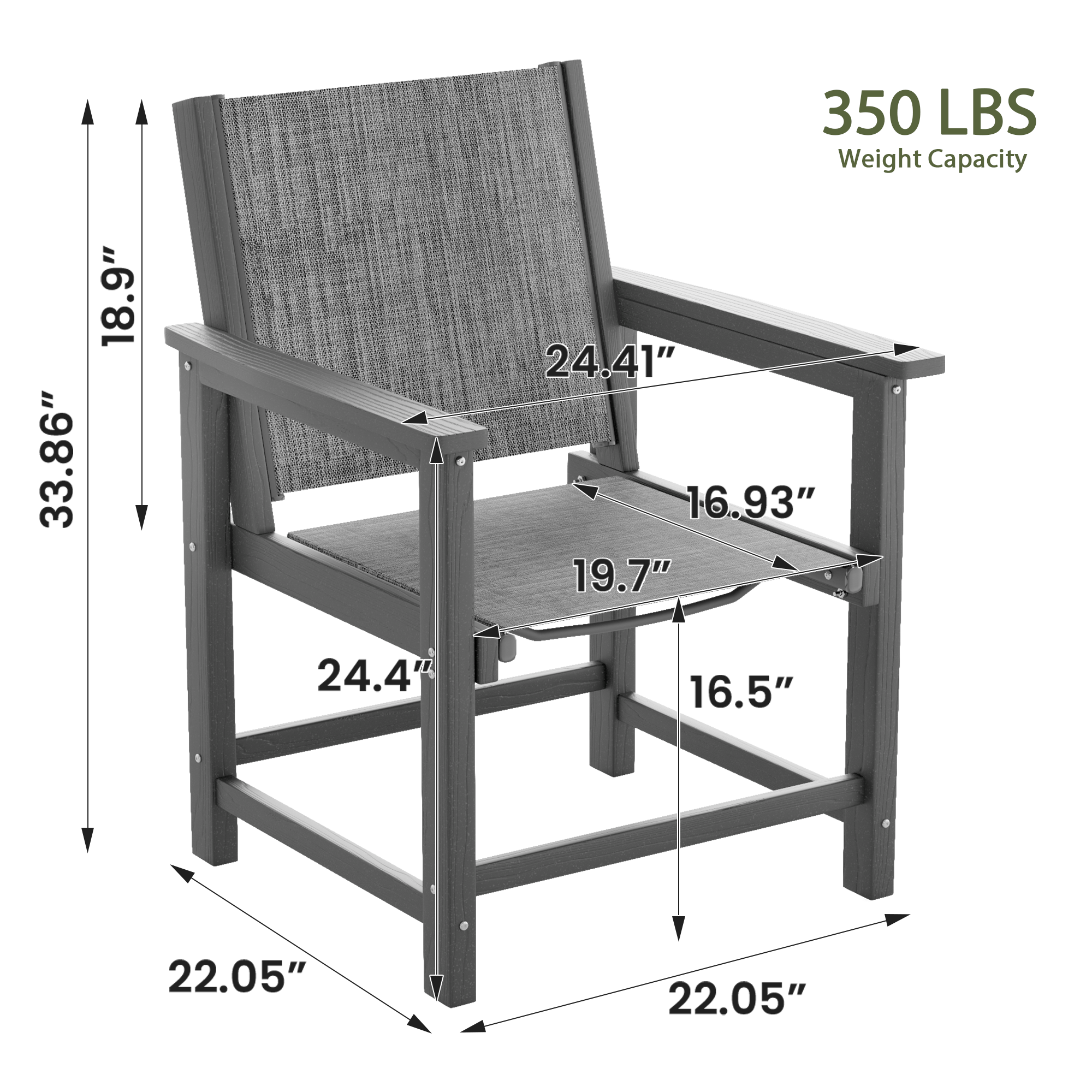 UDPATIO 6-Pack HDPE Patio Dining Chairs with Teslin Fabric - Heavy Duty Outdoor Chairs for Poolside, Deck, Garden, Backyard - All-Weather Resistant Seating Set
